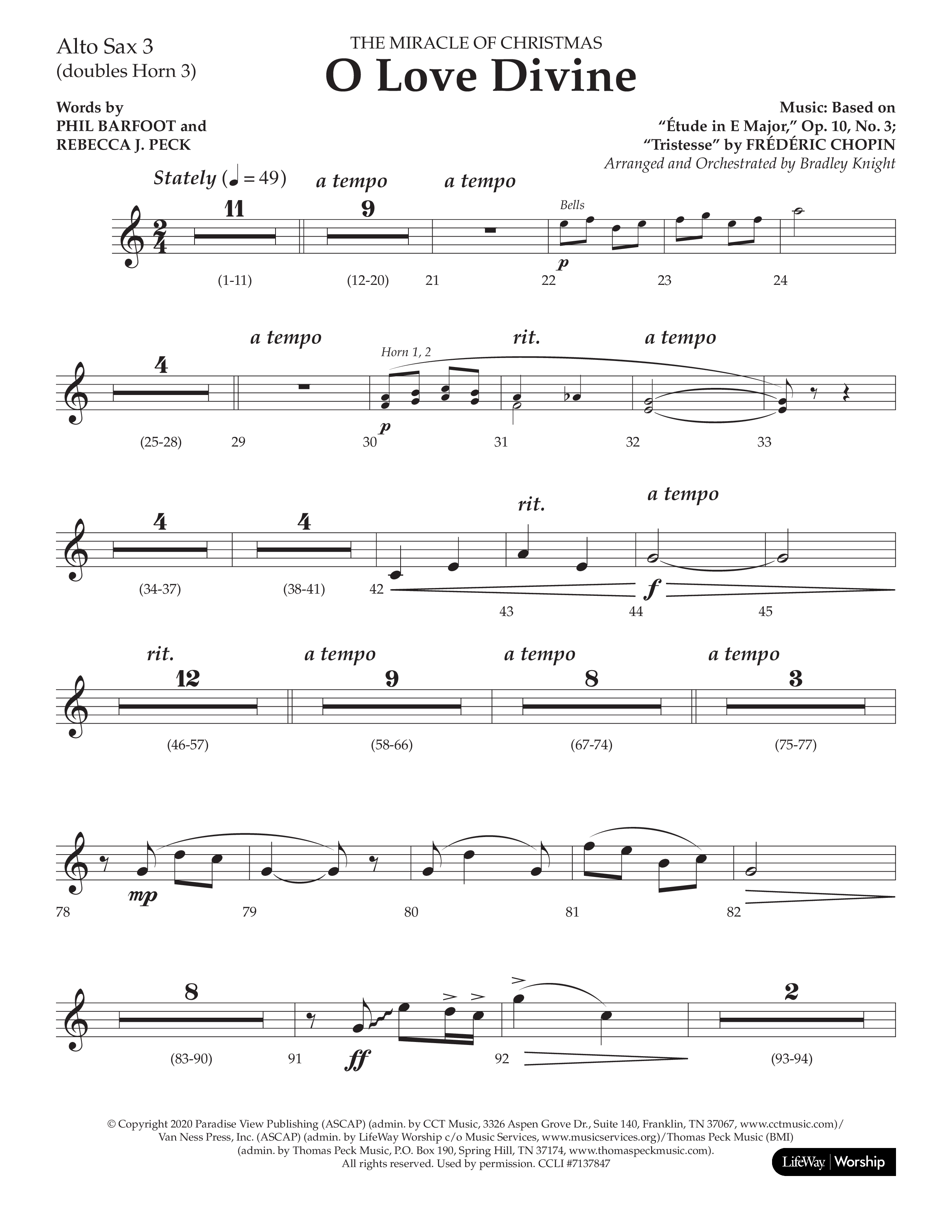 O Love Divine (Choral Anthem SATB) Alto Sax (Lifeway Choral / Arr. Bradley Knight)