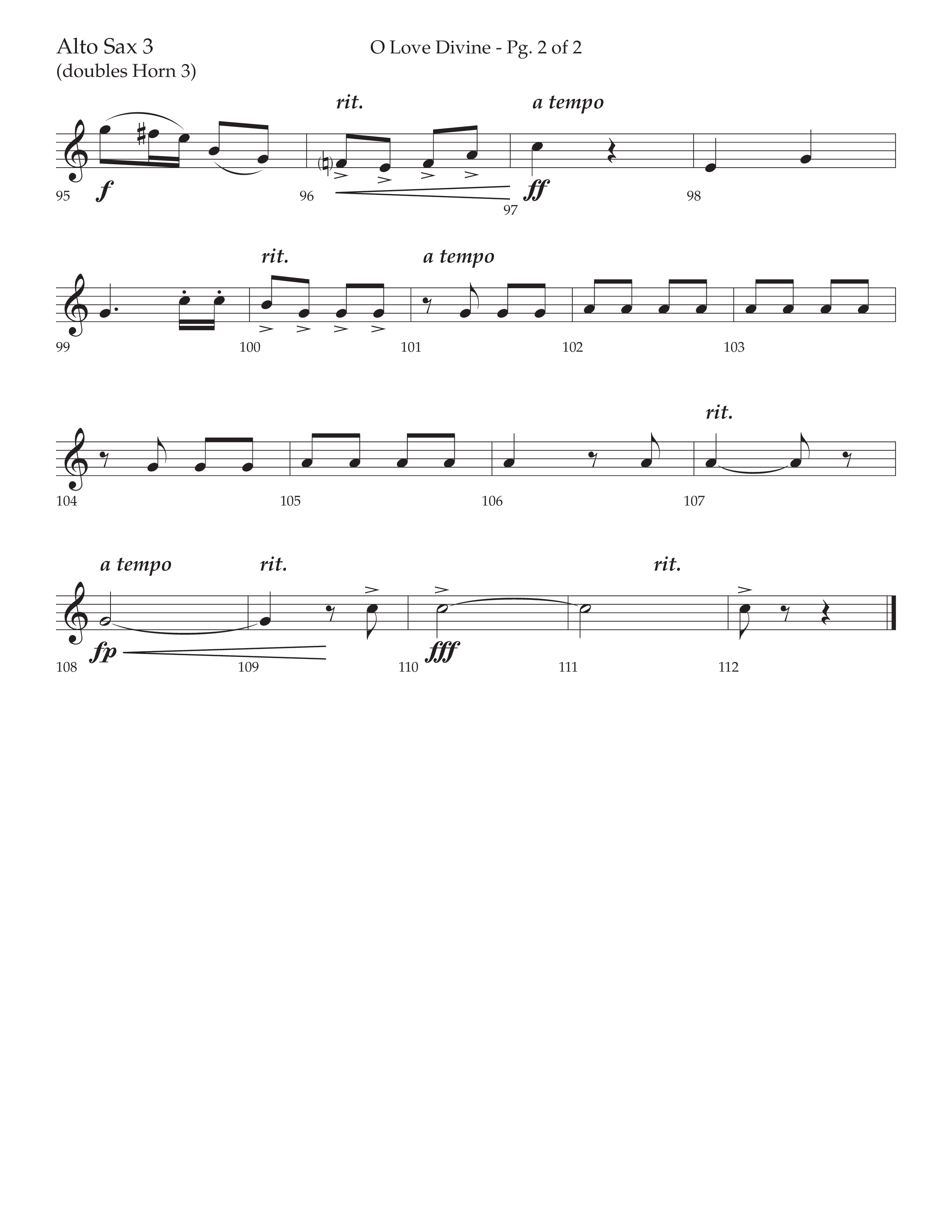 O Love Divine (Choral Anthem SATB) Alto Sax (Lifeway Choral / Arr. Bradley Knight)