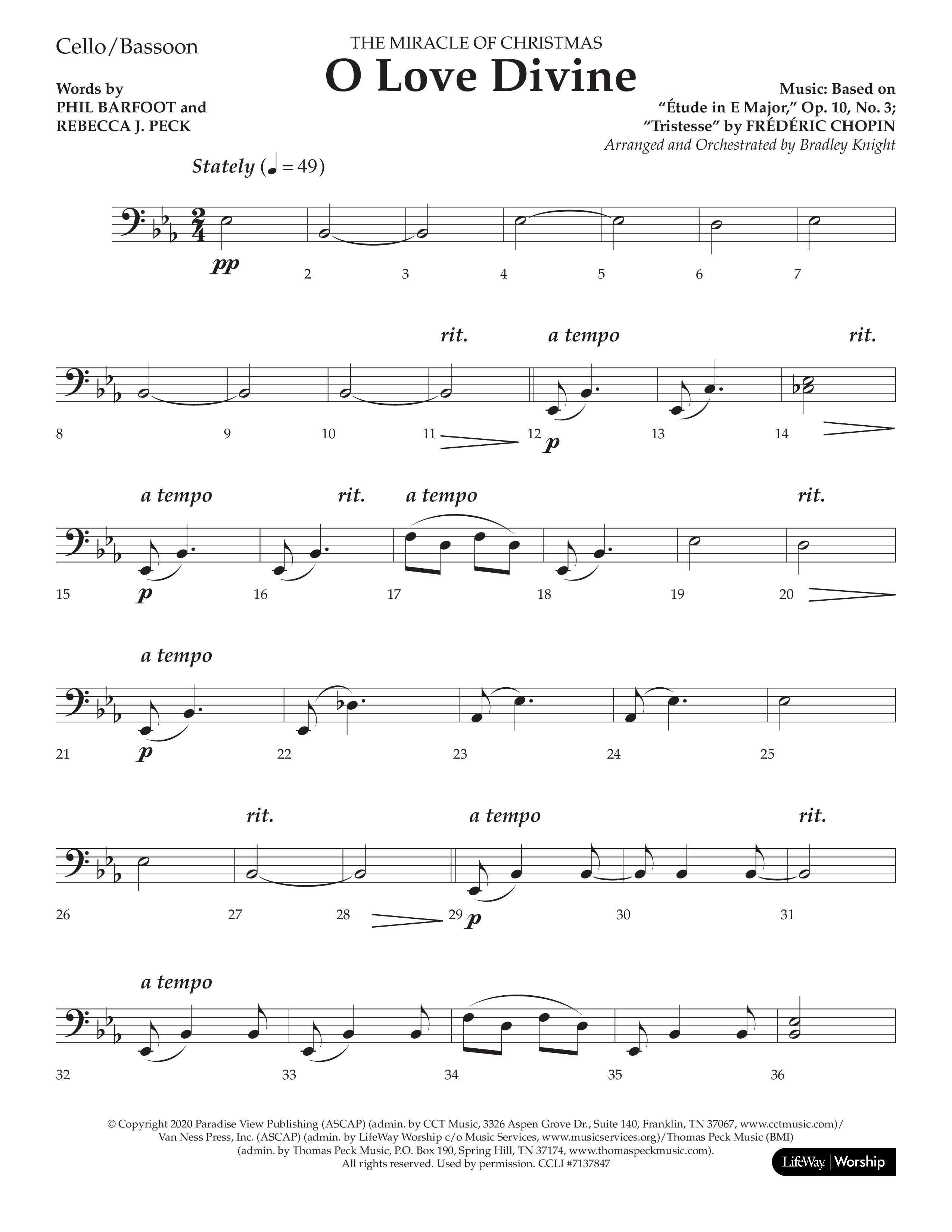 O Love Divine (Choral Anthem SATB) Cello (Lifeway Choral / Arr. Bradley Knight)