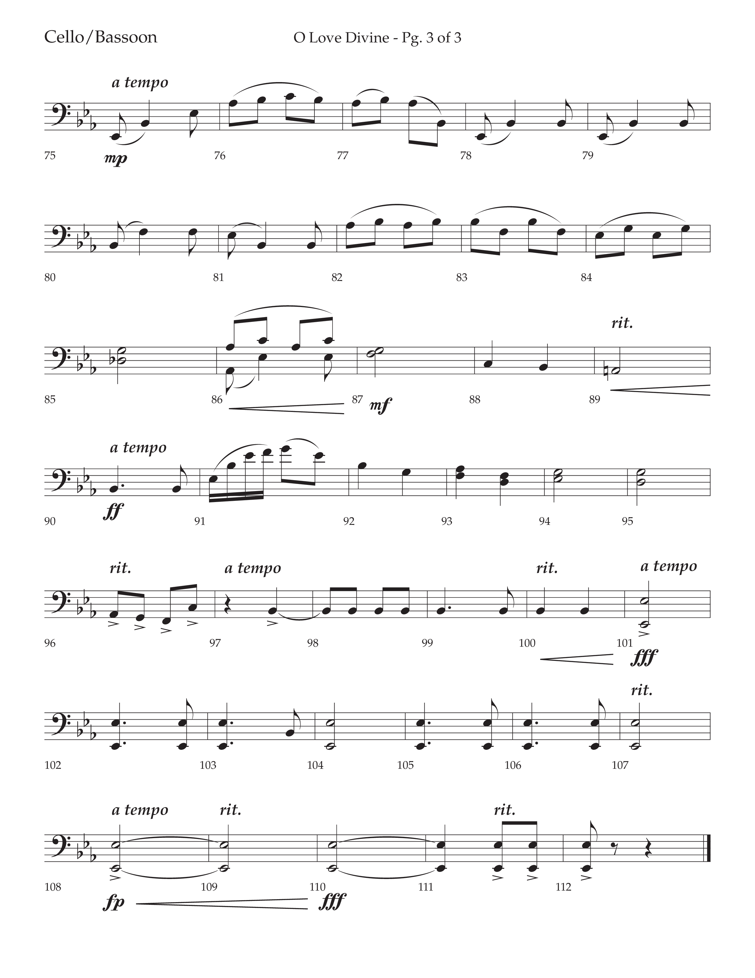 O Love Divine (Choral Anthem SATB) Cello (Lifeway Choral / Arr. Bradley Knight)