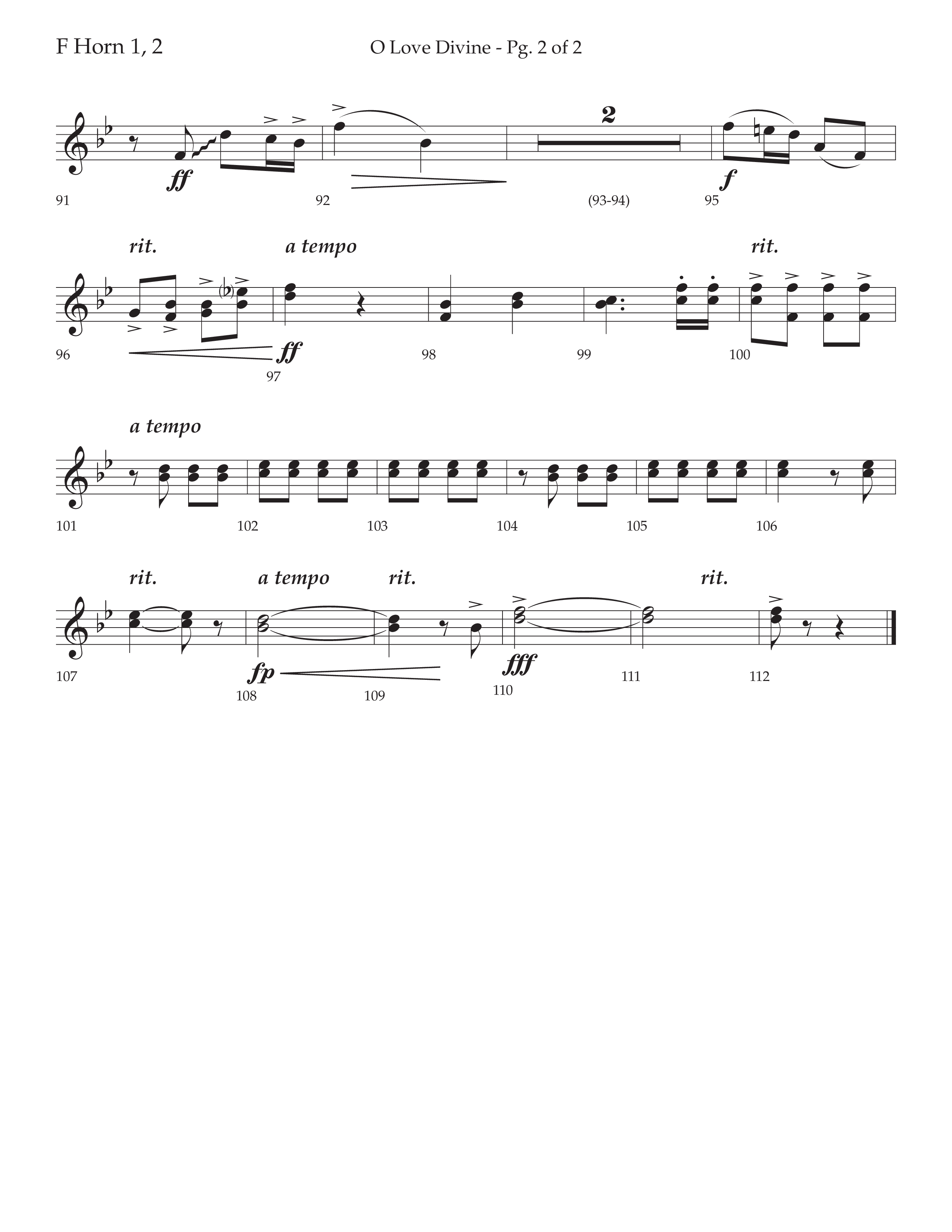 O Love Divine (Choral Anthem SATB) French Horn 1/2 (Lifeway Choral / Arr. Bradley Knight)