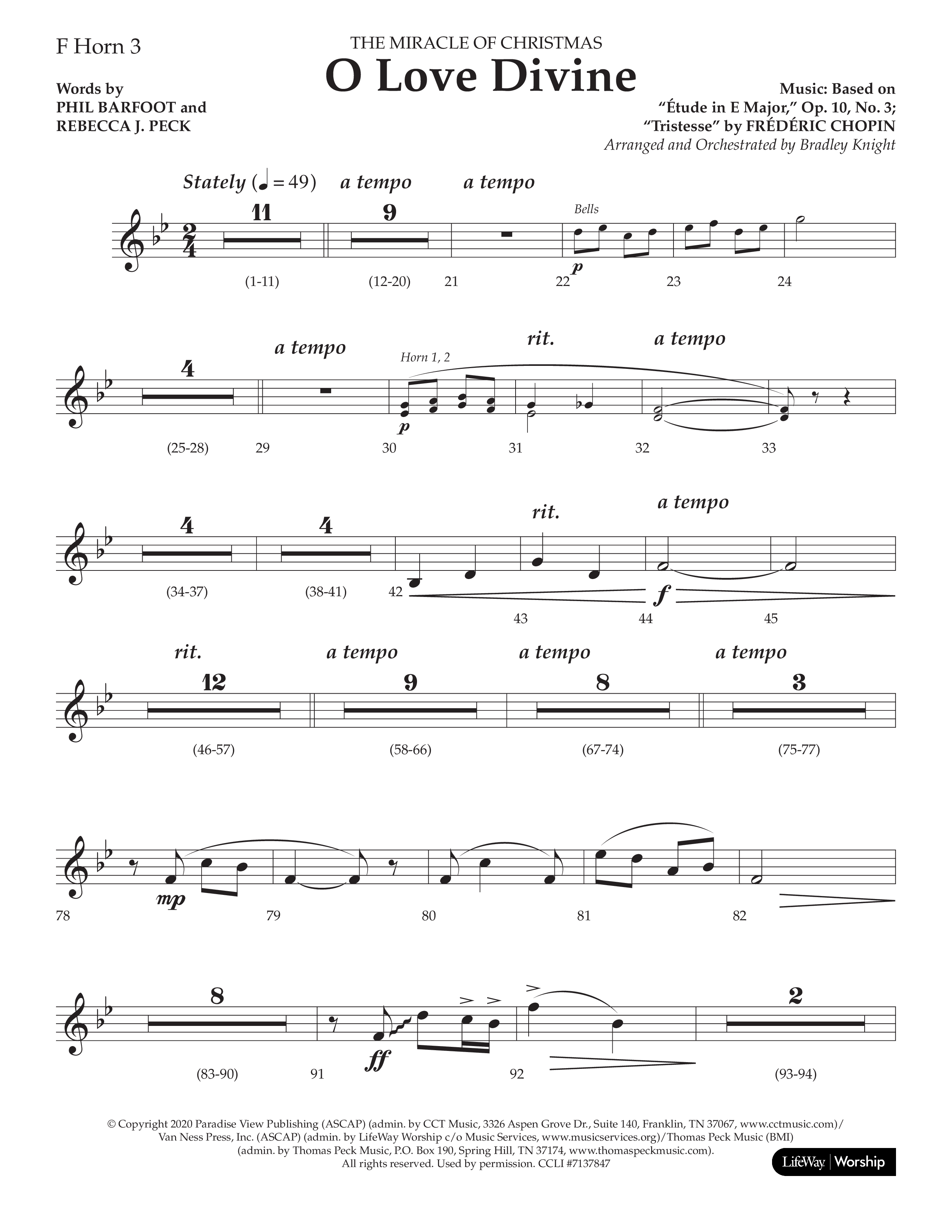 O Love Divine (Choral Anthem SATB) French Horn 3 (Lifeway Choral / Arr. Bradley Knight)