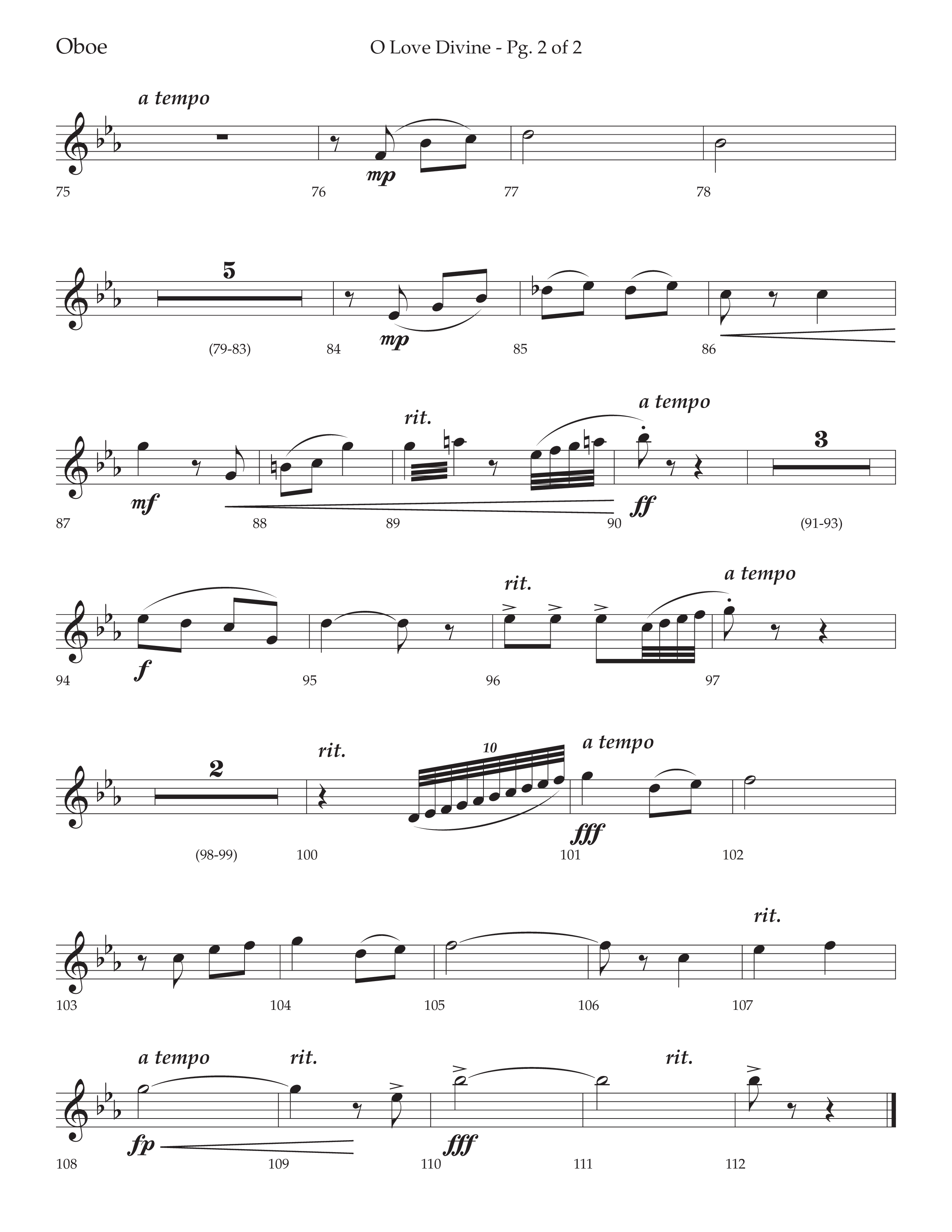 O Love Divine (Choral Anthem SATB) Oboe (Lifeway Choral / Arr. Bradley Knight)