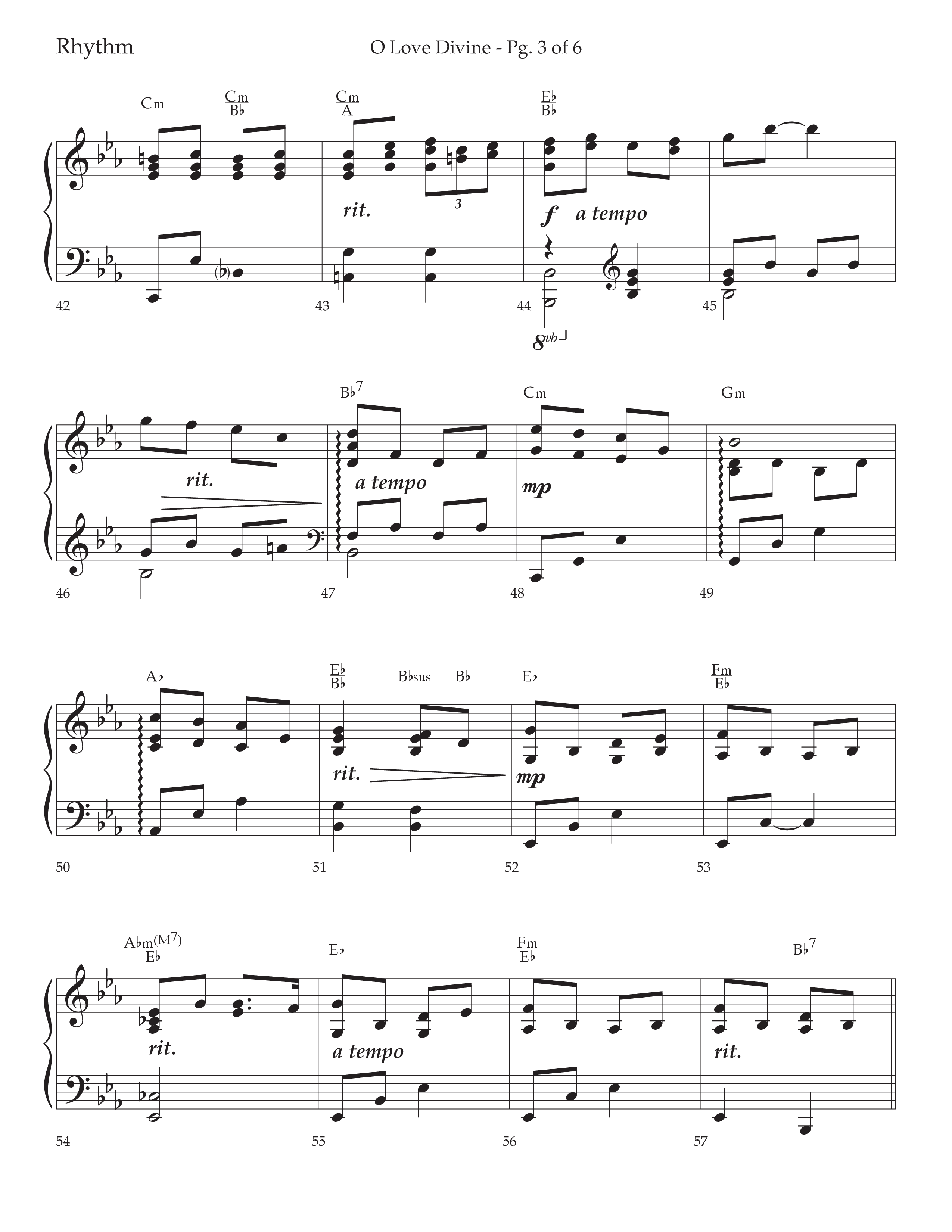 O Love Divine (Choral Anthem SATB) Rhythm Chart (Lifeway Choral / Arr. Bradley Knight)