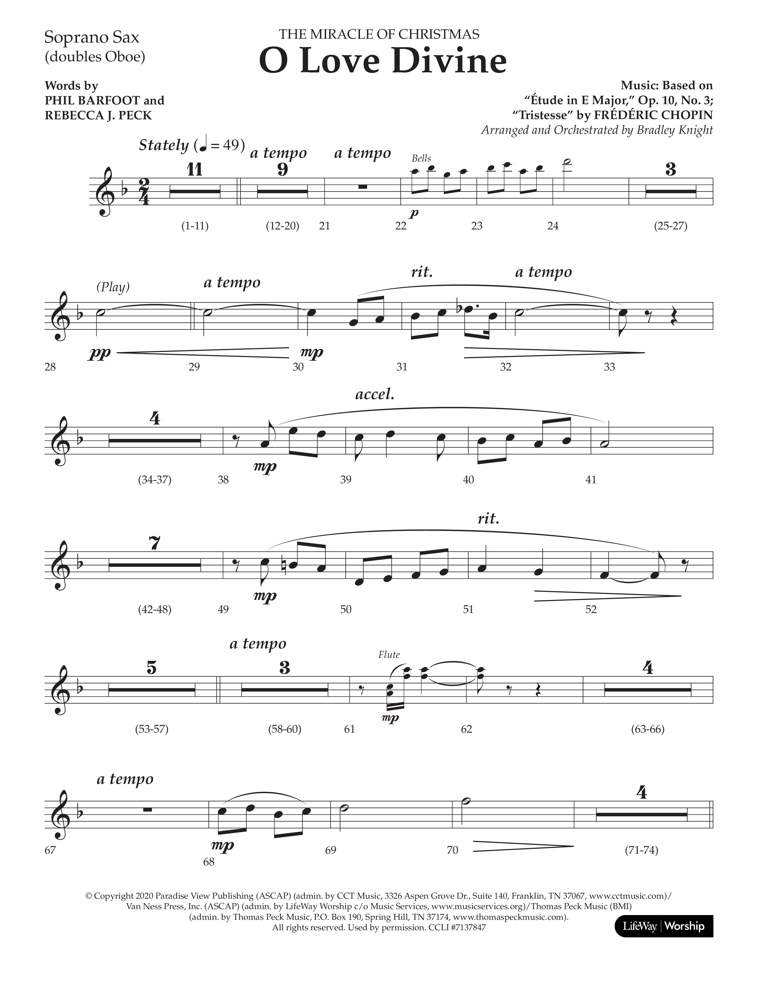 O Love Divine (Choral Anthem SATB) Soprano Sax (Lifeway Choral / Arr. Bradley Knight)