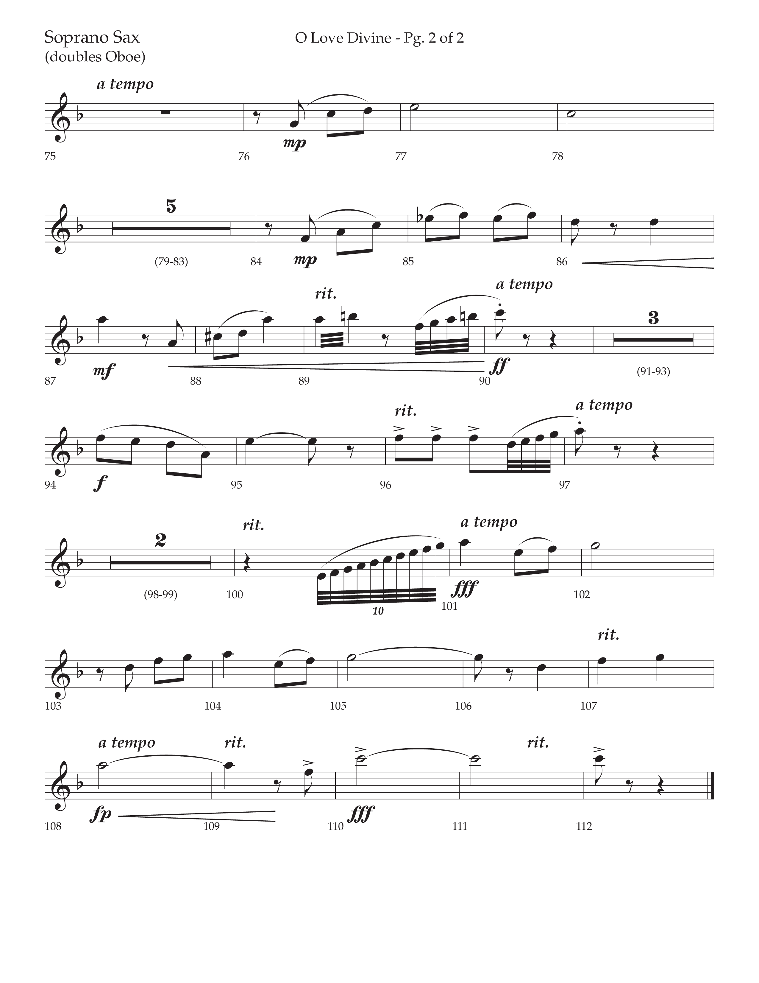O Love Divine (Choral Anthem SATB) Soprano Sax (Lifeway Choral / Arr. Bradley Knight)