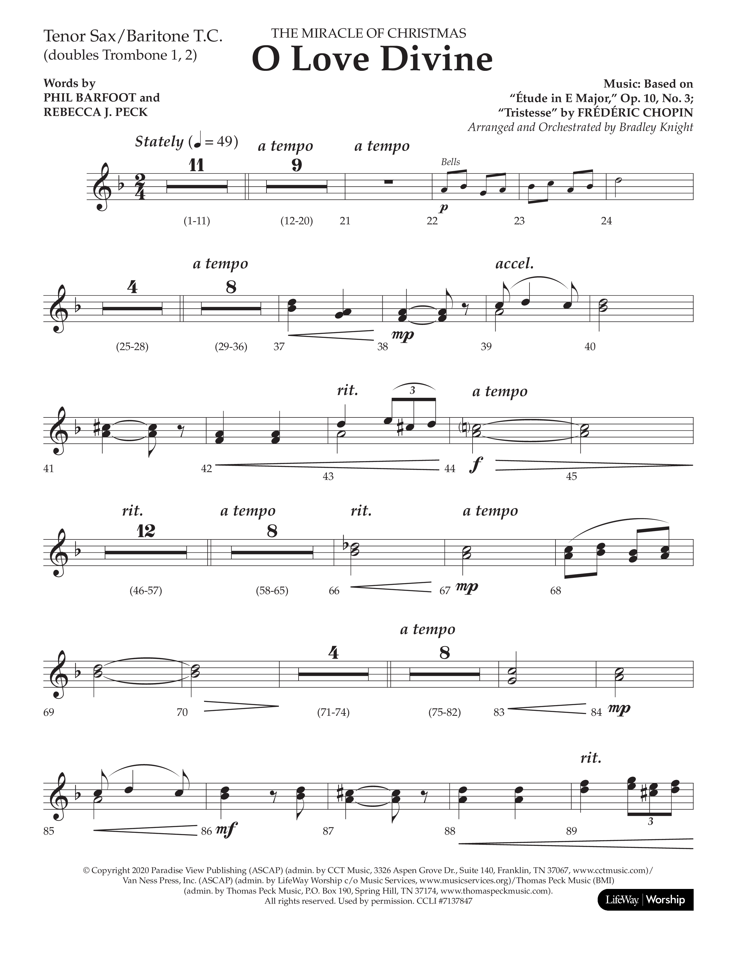 O Love Divine (Choral Anthem SATB) Tenor Sax/Baritone T.C. (Lifeway Choral / Arr. Bradley Knight)