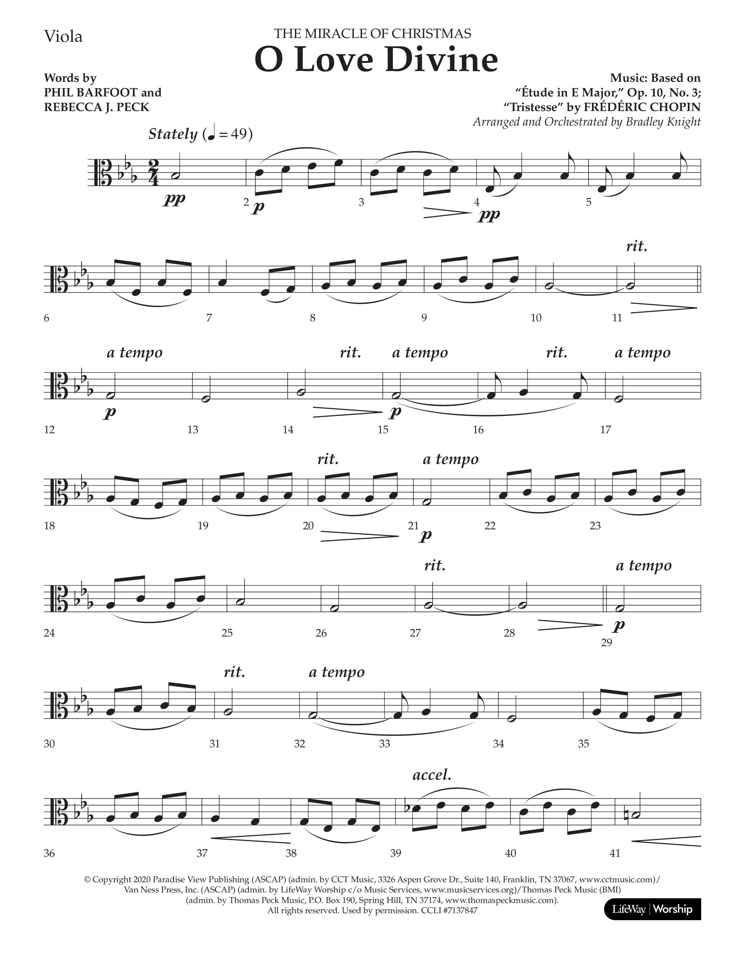 O Love Divine (Choral Anthem SATB) Viola (Lifeway Choral / Arr. Bradley Knight)