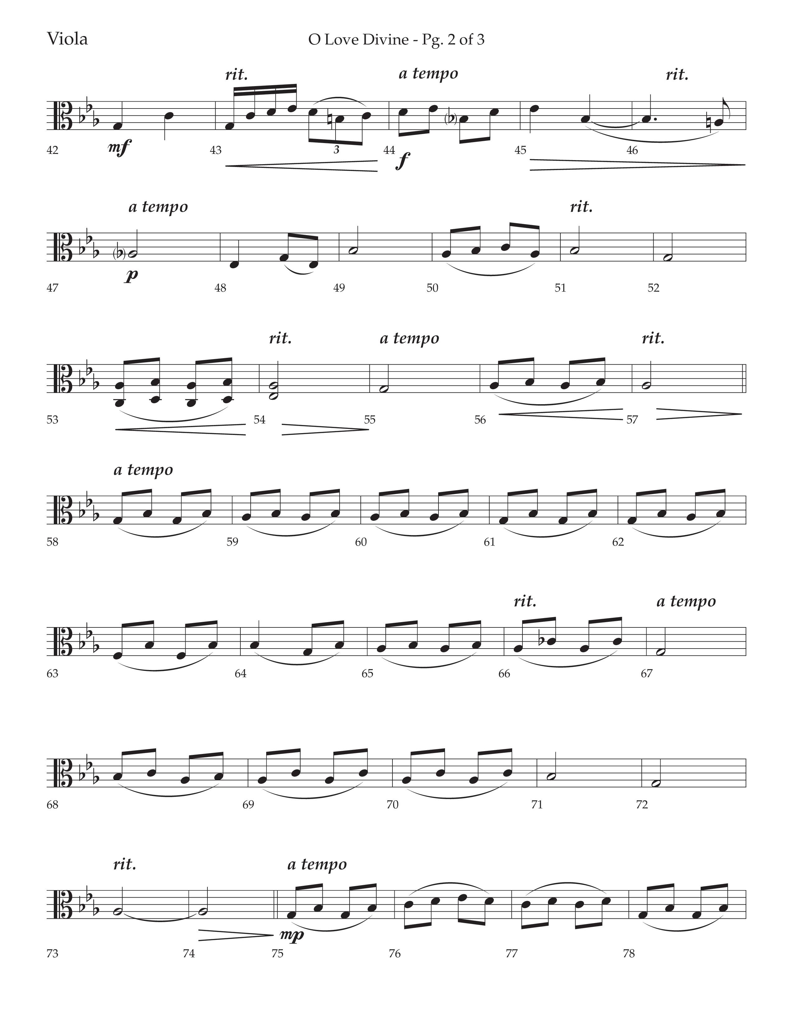 O Love Divine (Choral Anthem SATB) Viola (Lifeway Choral / Arr. Bradley Knight)