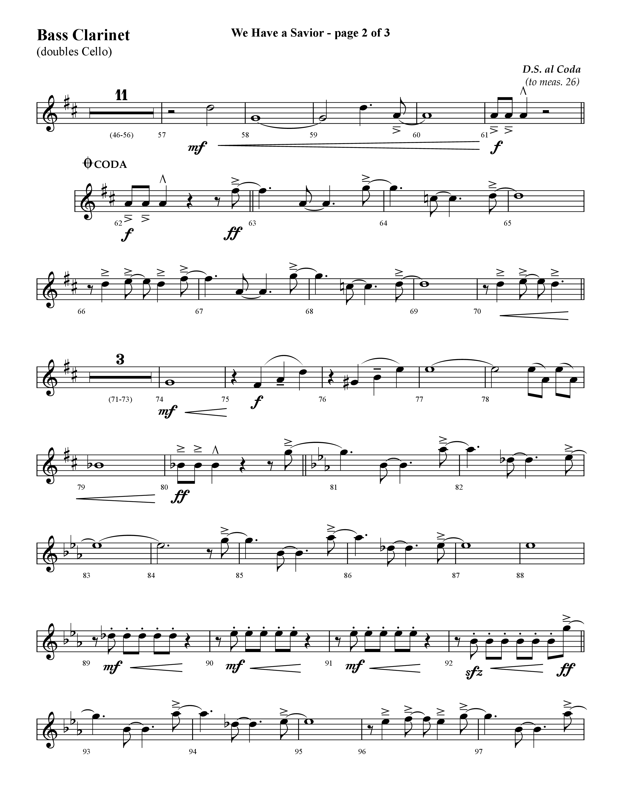 We Have A Savior (Choral Anthem SATB) Bass Clarinet (Lifeway Choral / Arr. Cliff Duren)