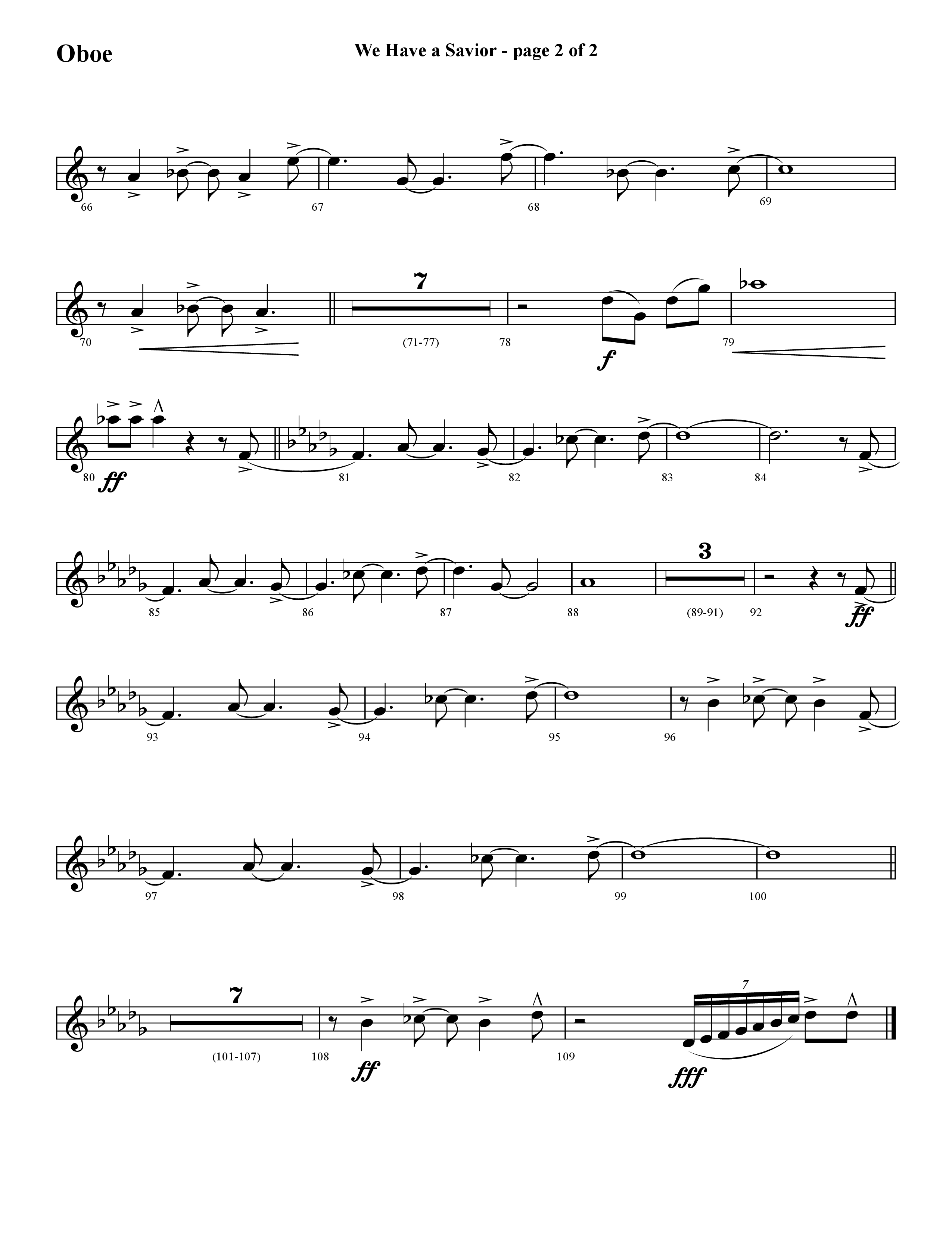 We Have A Savior (Choral Anthem SATB) Oboe (Lifeway Choral / Arr. Cliff Duren)