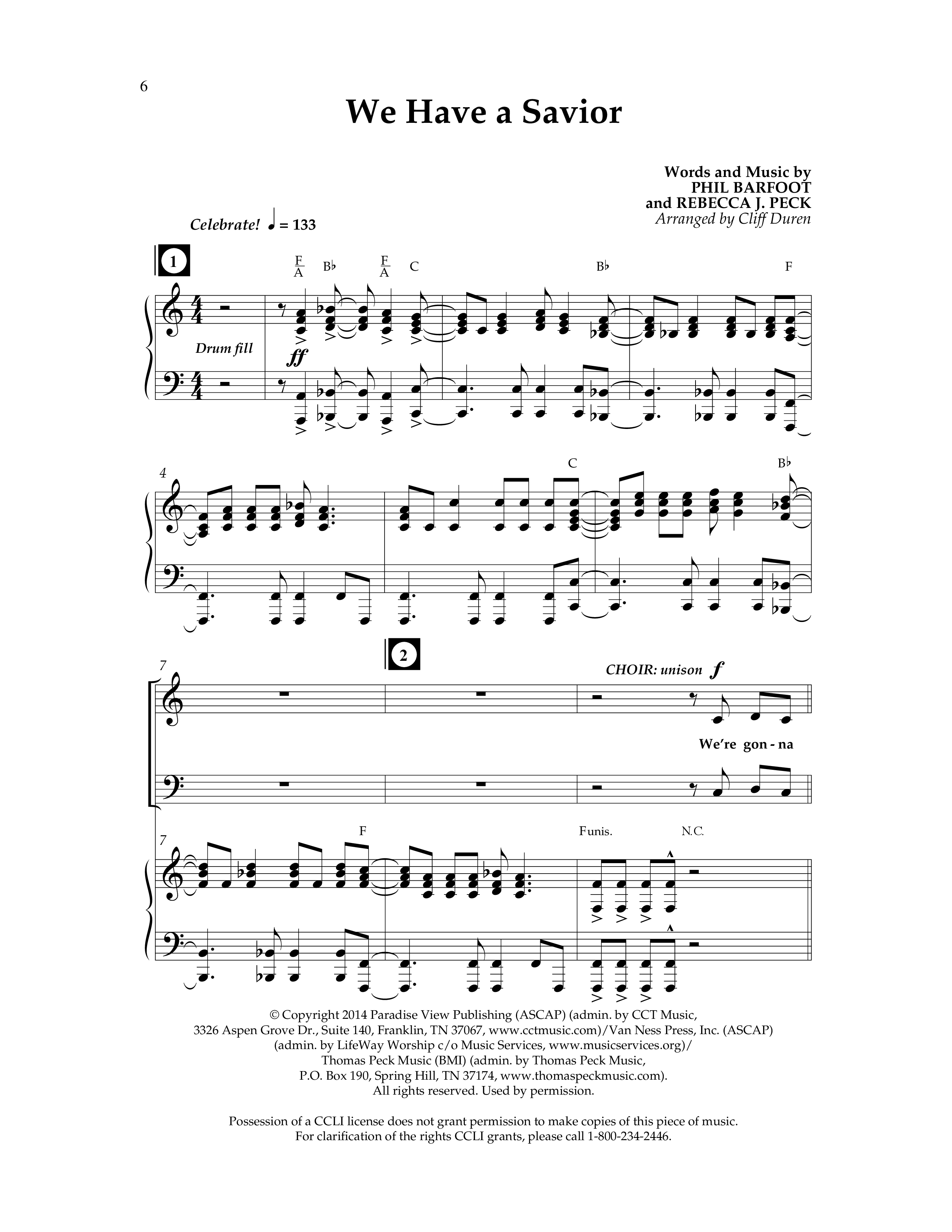 We Have A Savior (Choral Anthem SATB) Anthem (SATB/Piano) (Lifeway Choral / Arr. Cliff Duren)