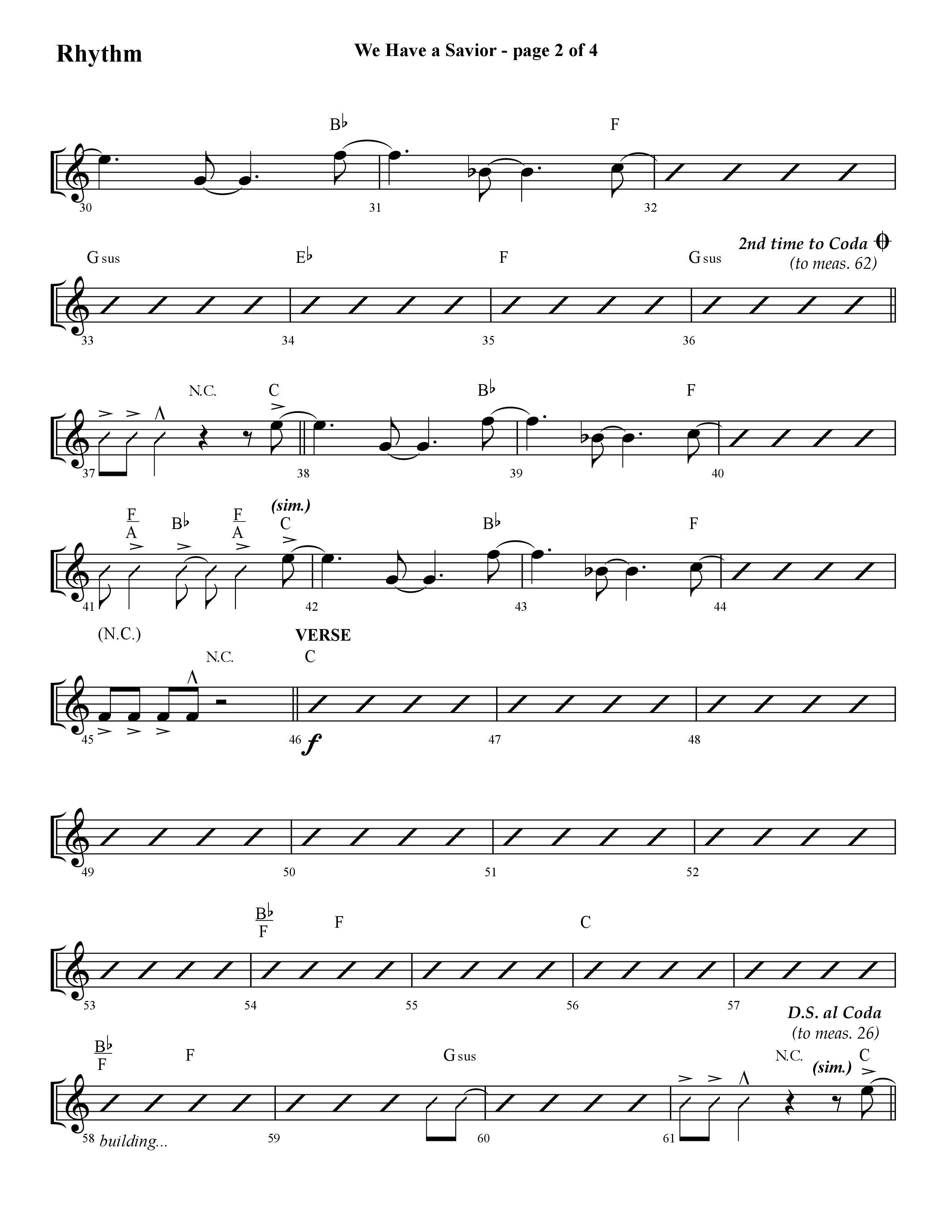 We Have A Savior (Choral Anthem SATB) Rhythm Chart (Lifeway Choral / Arr. Cliff Duren)