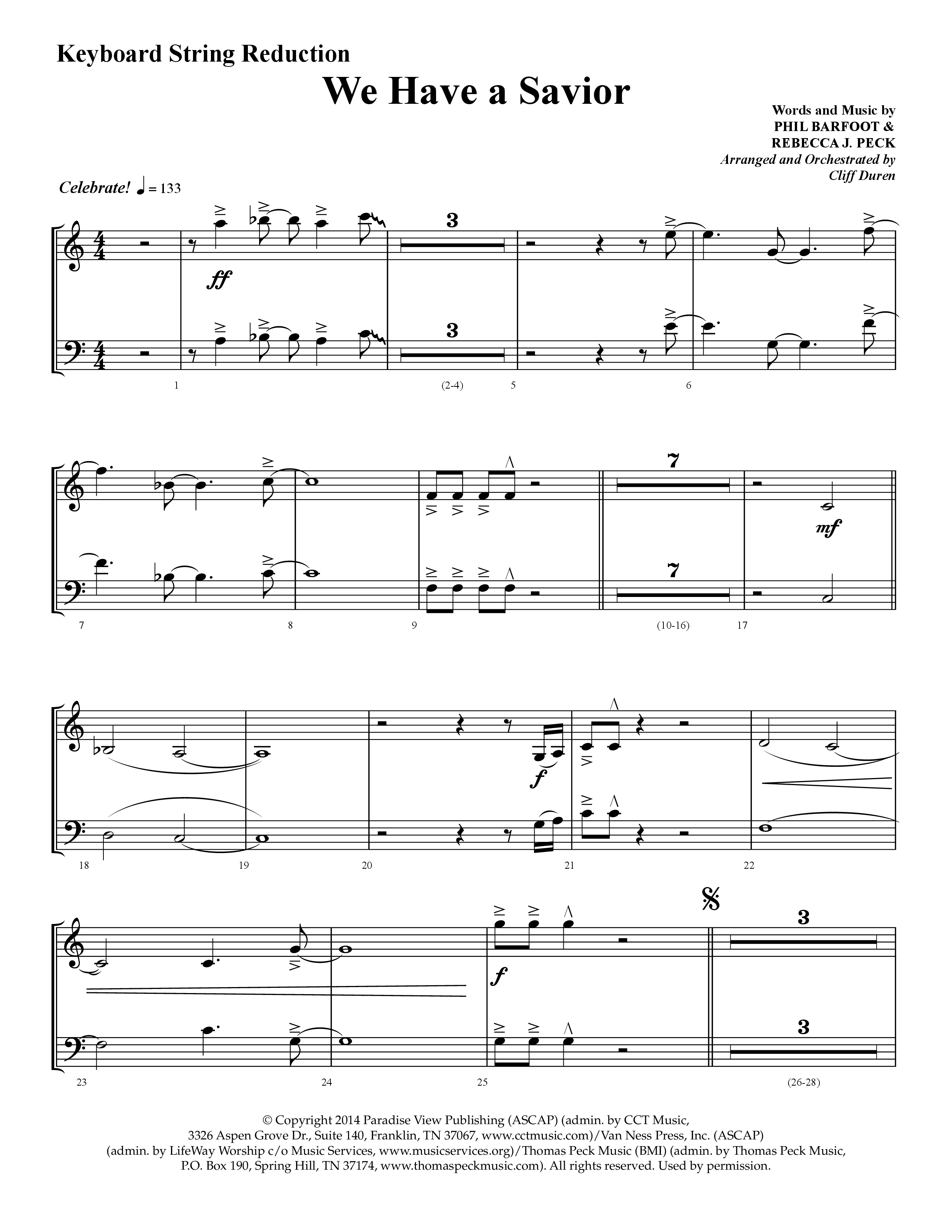 We Have A Savior (Choral Anthem SATB) String Reduction (Lifeway Choral / Arr. Cliff Duren)