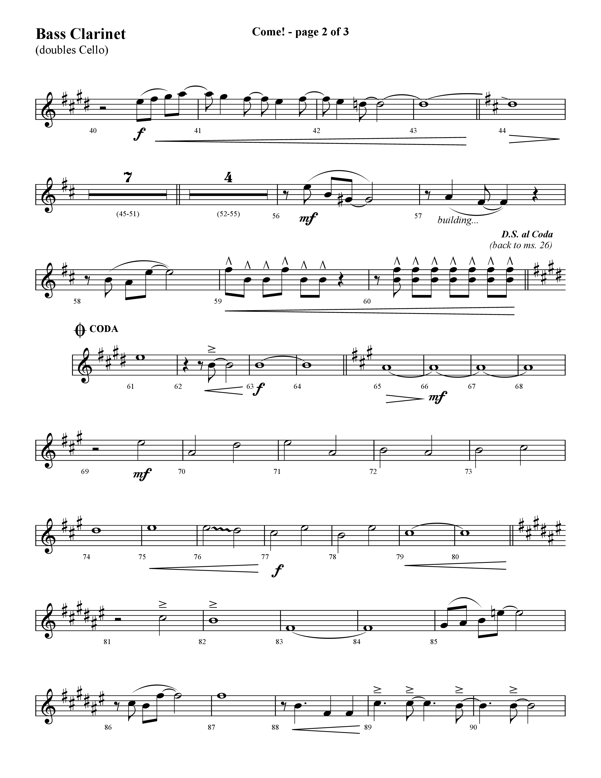 Come (with O Come All Ye Faithful) (Choral Anthem SATB) Bass Clarinet (Lifeway Choral / Arr. Cliff Duren)