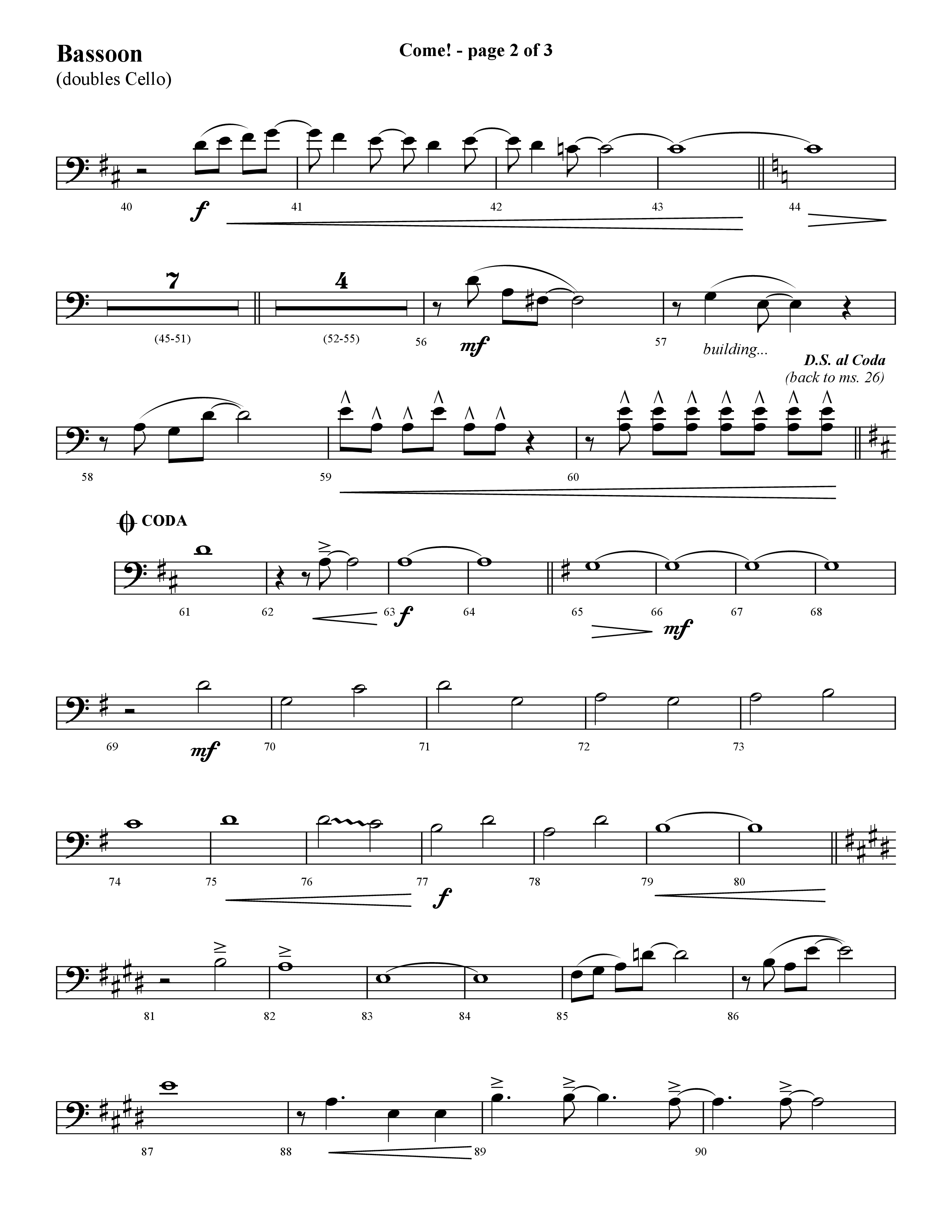 Come (with O Come All Ye Faithful) (Choral Anthem SATB) Bassoon (Lifeway Choral / Arr. Cliff Duren)
