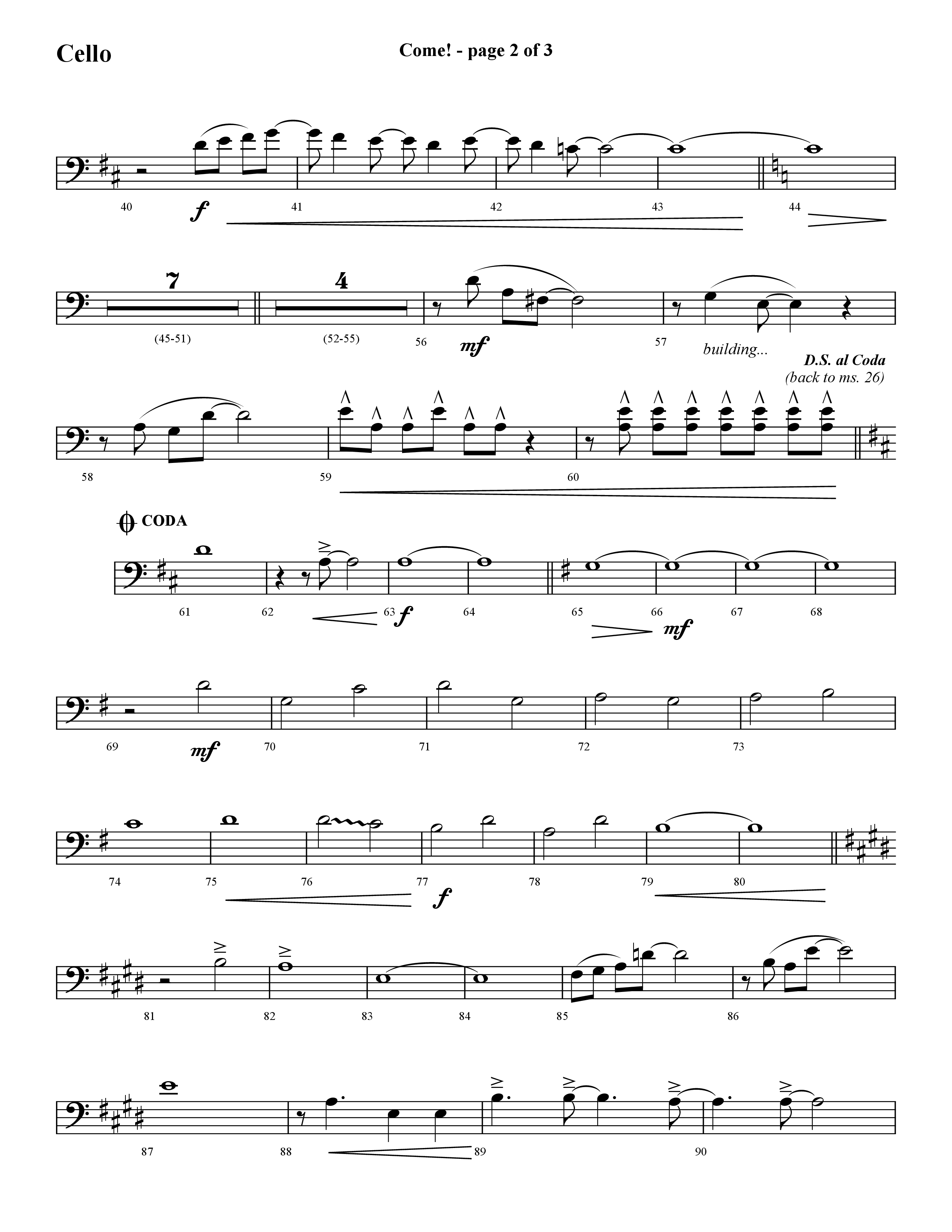 Come (with O Come All Ye Faithful) (Choral Anthem SATB) Cello (Lifeway Choral / Arr. Cliff Duren)