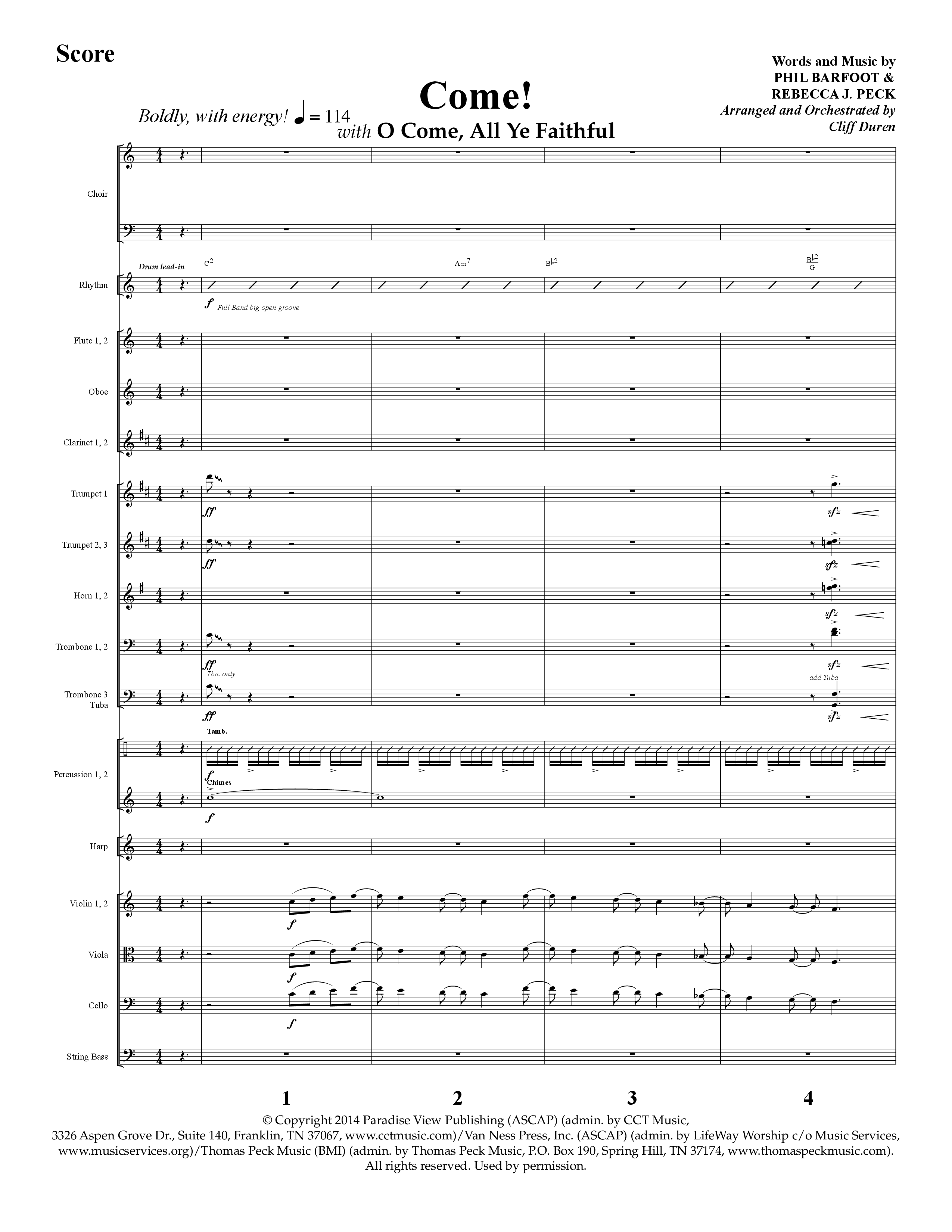 Come (with O Come All Ye Faithful) (Choral Anthem SATB) Orchestration (Lifeway Choral / Arr. Cliff Duren)