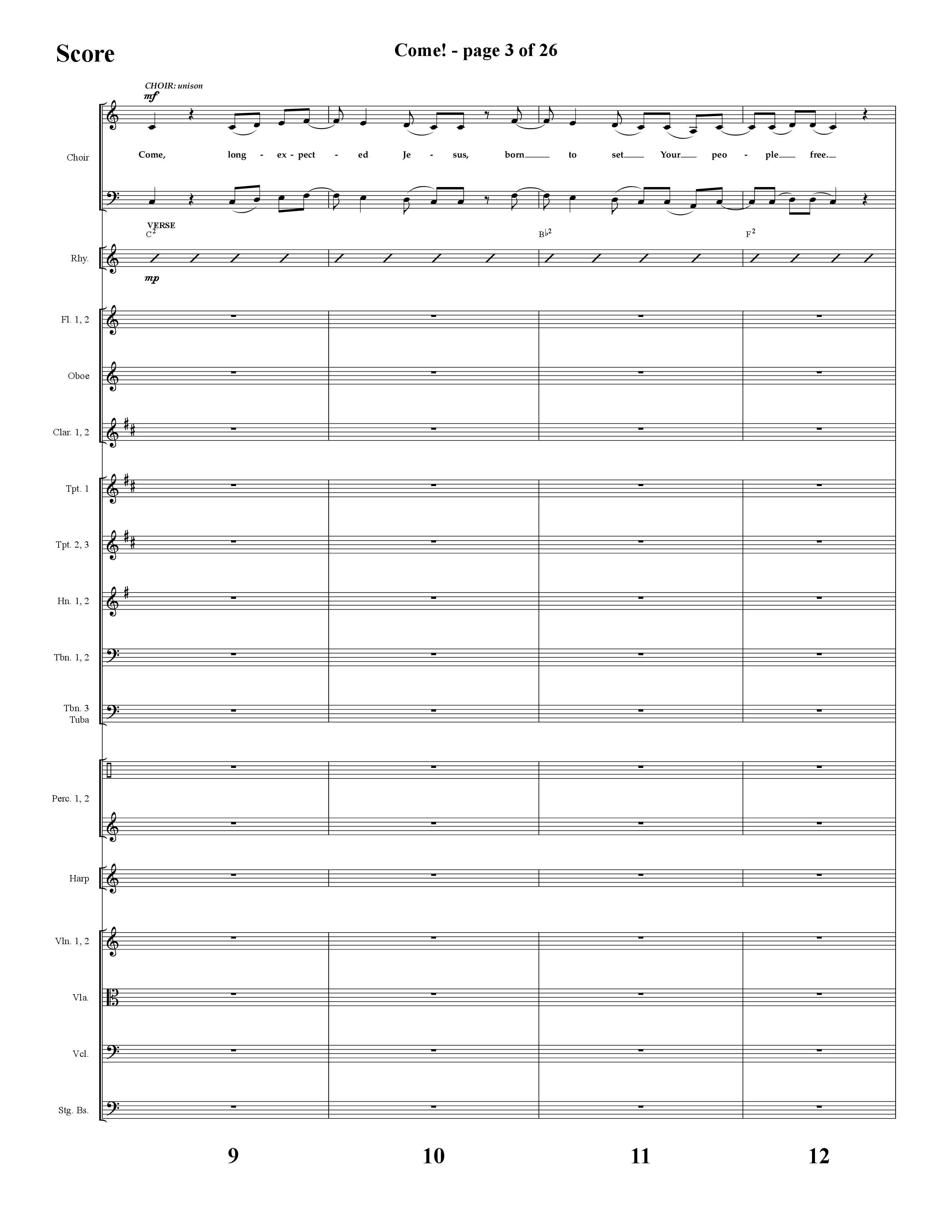 Come (with O Come All Ye Faithful) (Choral Anthem SATB) Orchestration (Lifeway Choral / Arr. Cliff Duren)