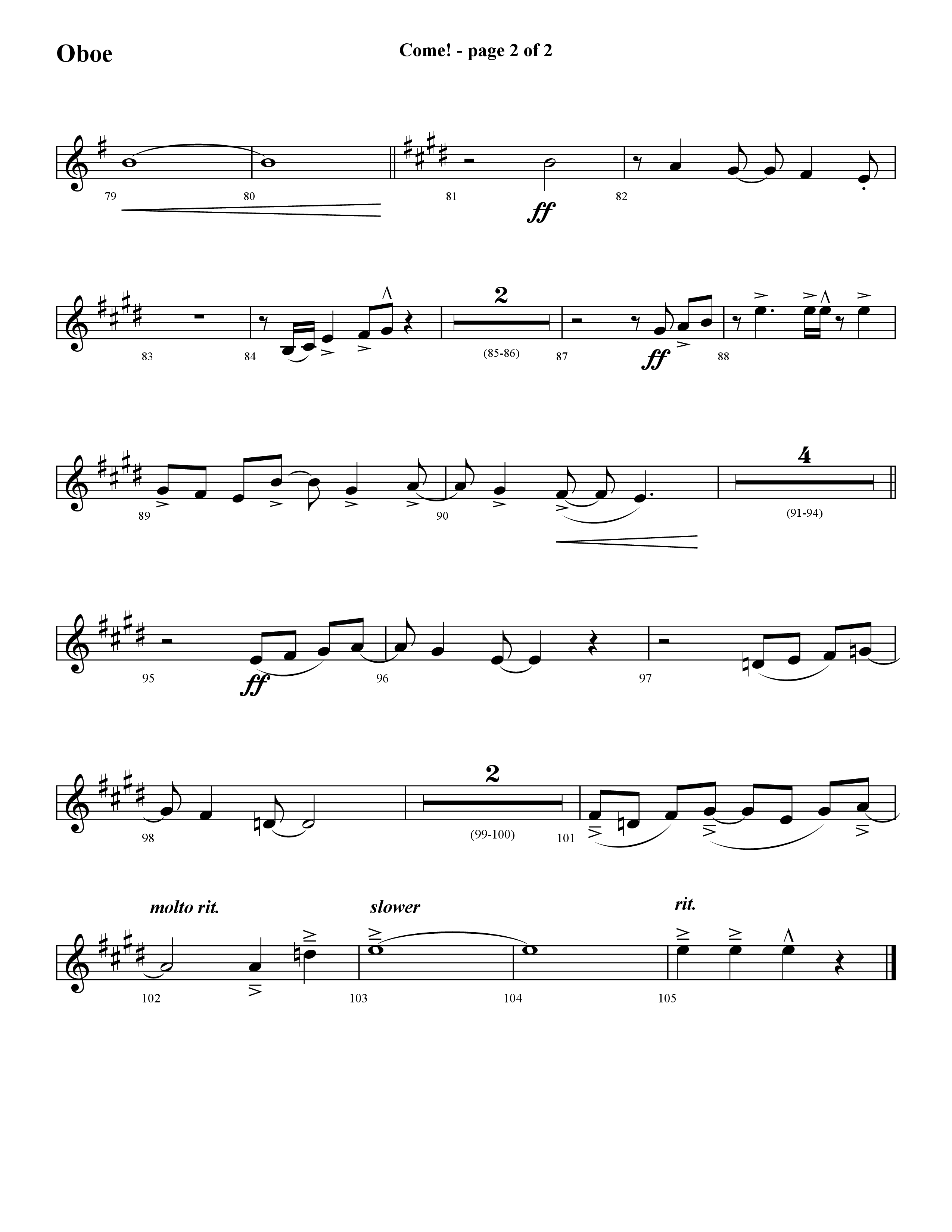 Come (with O Come All Ye Faithful) (Choral Anthem SATB) Oboe (Lifeway Choral / Arr. Cliff Duren)