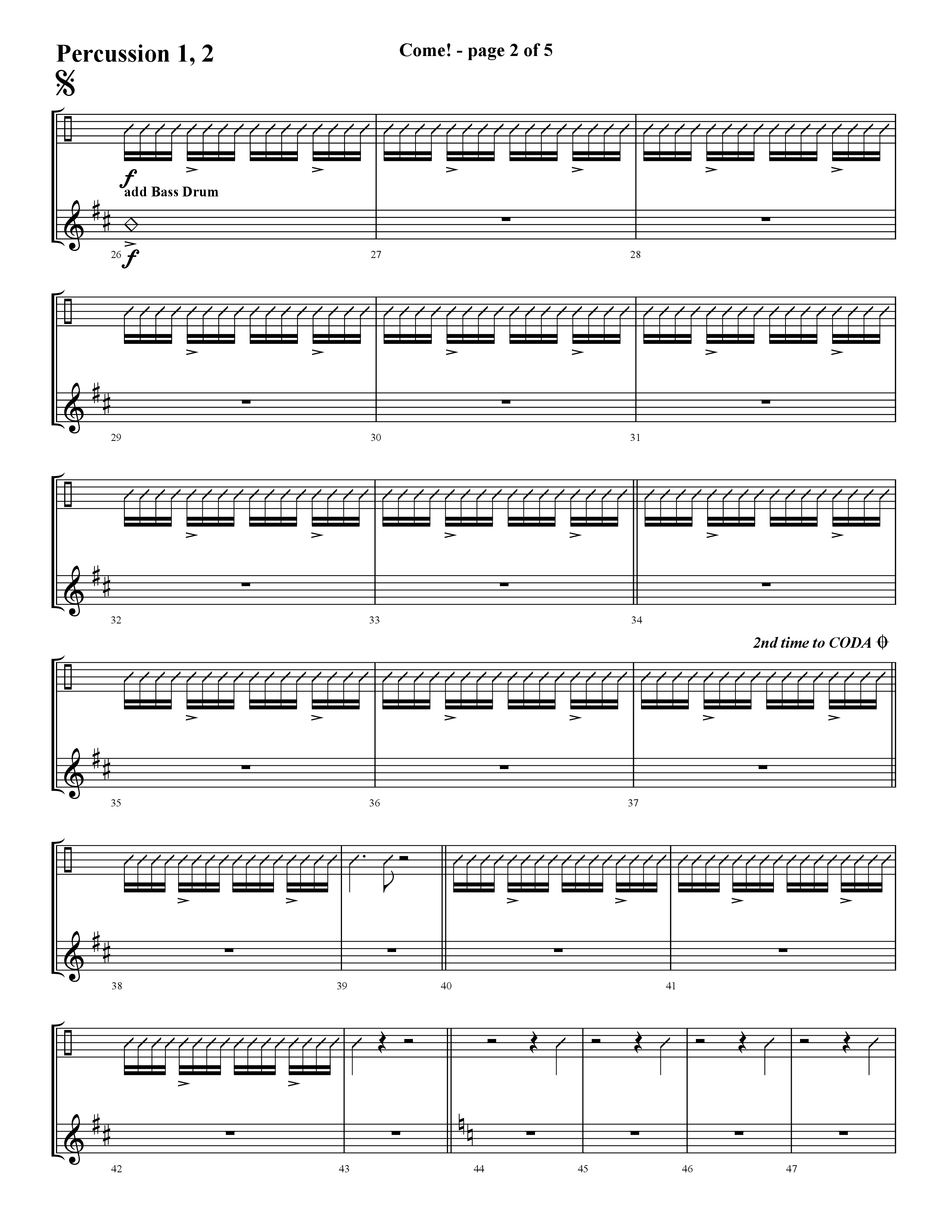 Come (with O Come All Ye Faithful) (Choral Anthem SATB) Percussion 1/2 (Lifeway Choral / Arr. Cliff Duren)