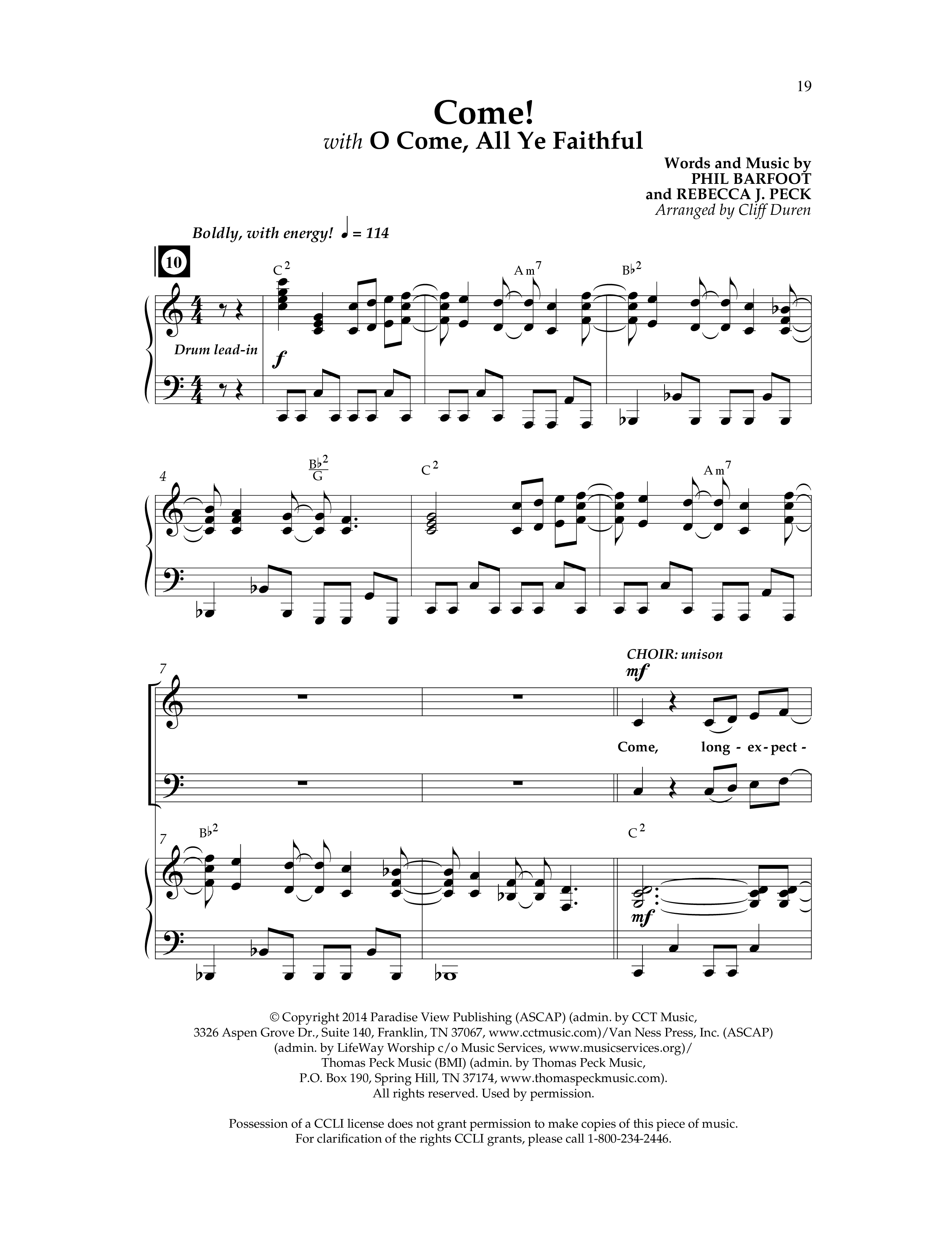 Come (with O Come All Ye Faithful) (Choral Anthem SATB) Anthem (SATB/Piano) (Lifeway Choral / Arr. Cliff Duren)