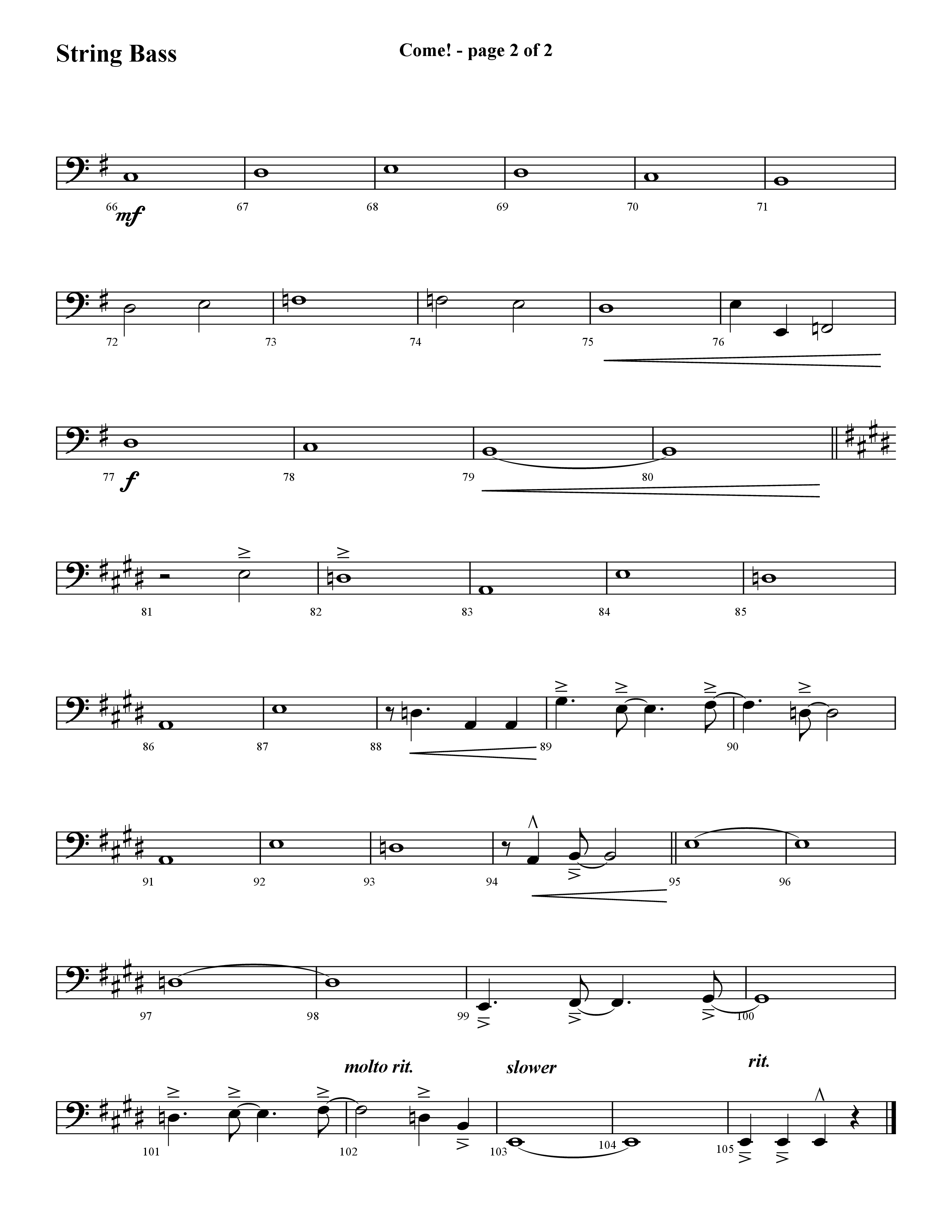 Come (with O Come All Ye Faithful) (Choral Anthem SATB) String Bass (Lifeway Choral / Arr. Cliff Duren)