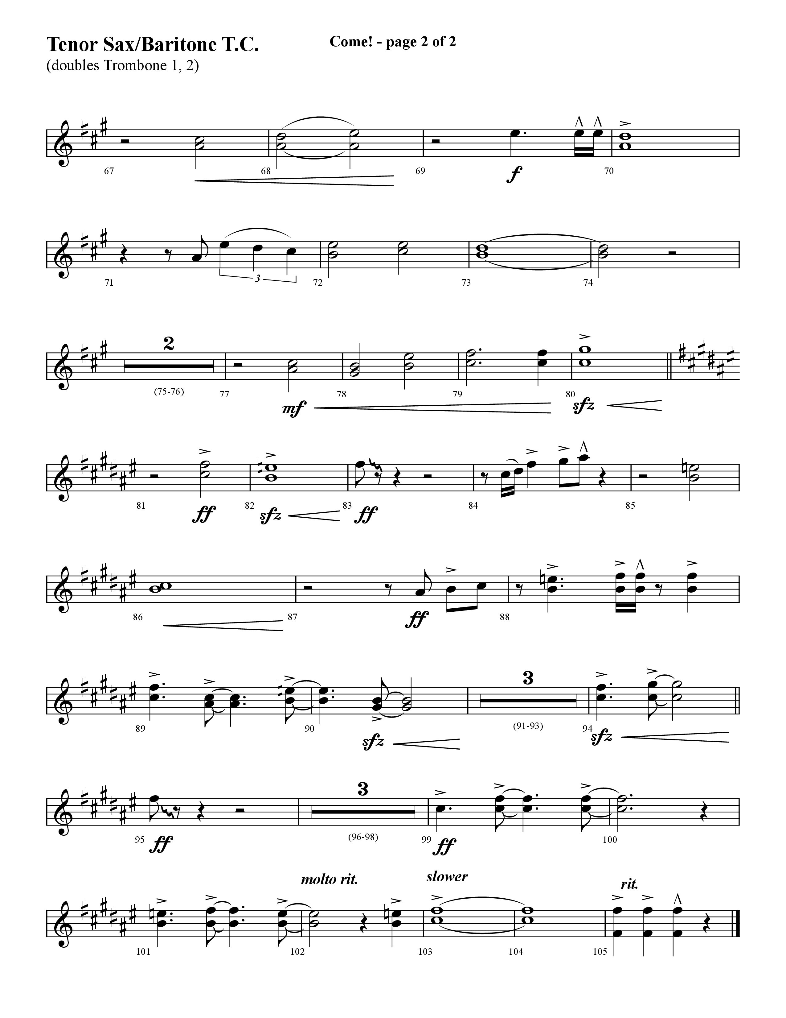 Come (with O Come All Ye Faithful) (Choral Anthem SATB) Tenor Sax/Baritone T.C. (Lifeway Choral / Arr. Cliff Duren)