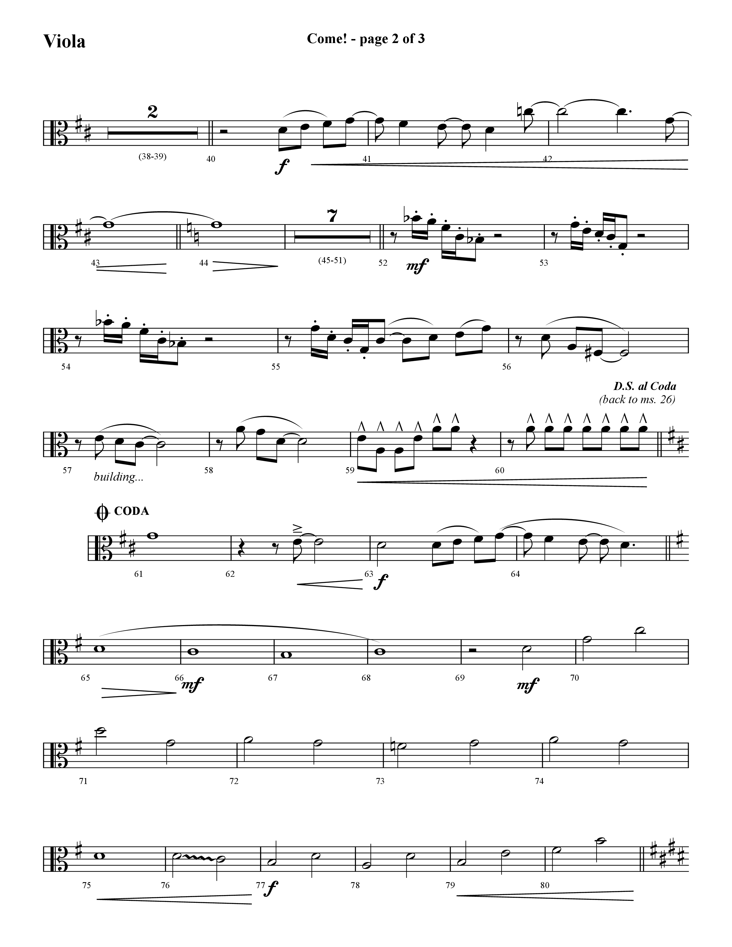 Come (with O Come All Ye Faithful) (Choral Anthem SATB) Viola (Lifeway Choral / Arr. Cliff Duren)