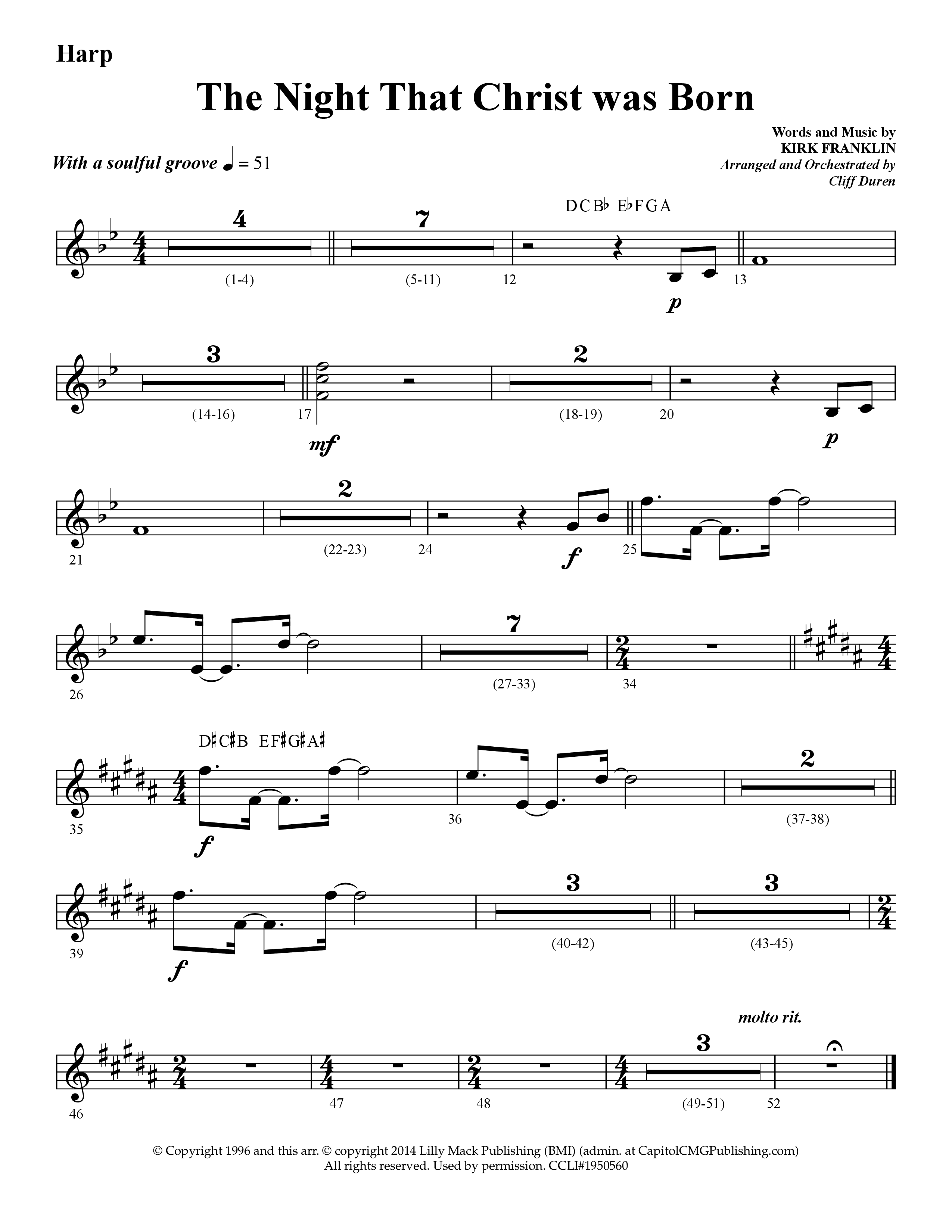 The Night That Christ Was Born (Choral Anthem SATB) Harp (Lifeway Choral / Arr. Cliff Duren)