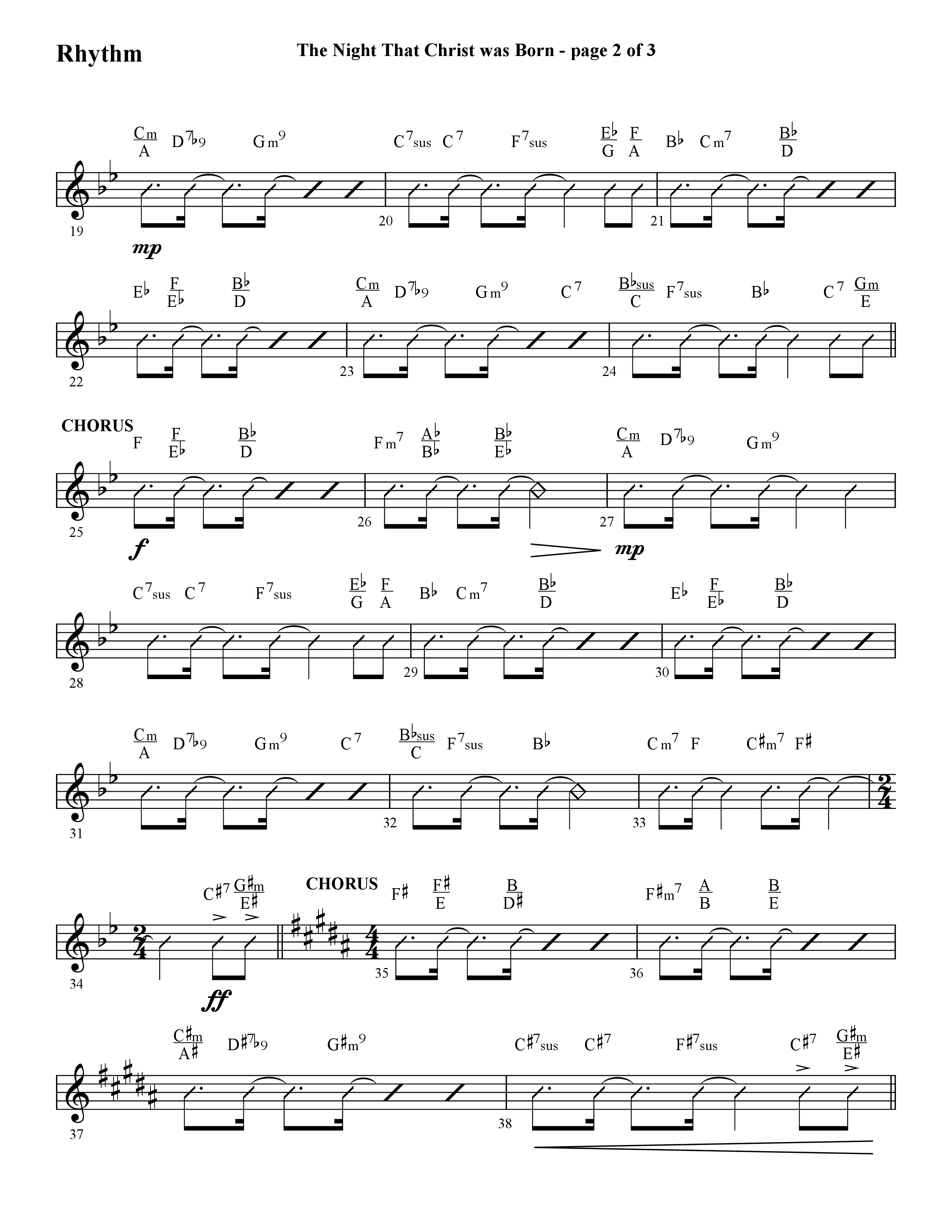 The Night That Christ Was Born (Choral Anthem SATB) Rhythm Chart (Lifeway Choral / Arr. Cliff Duren)