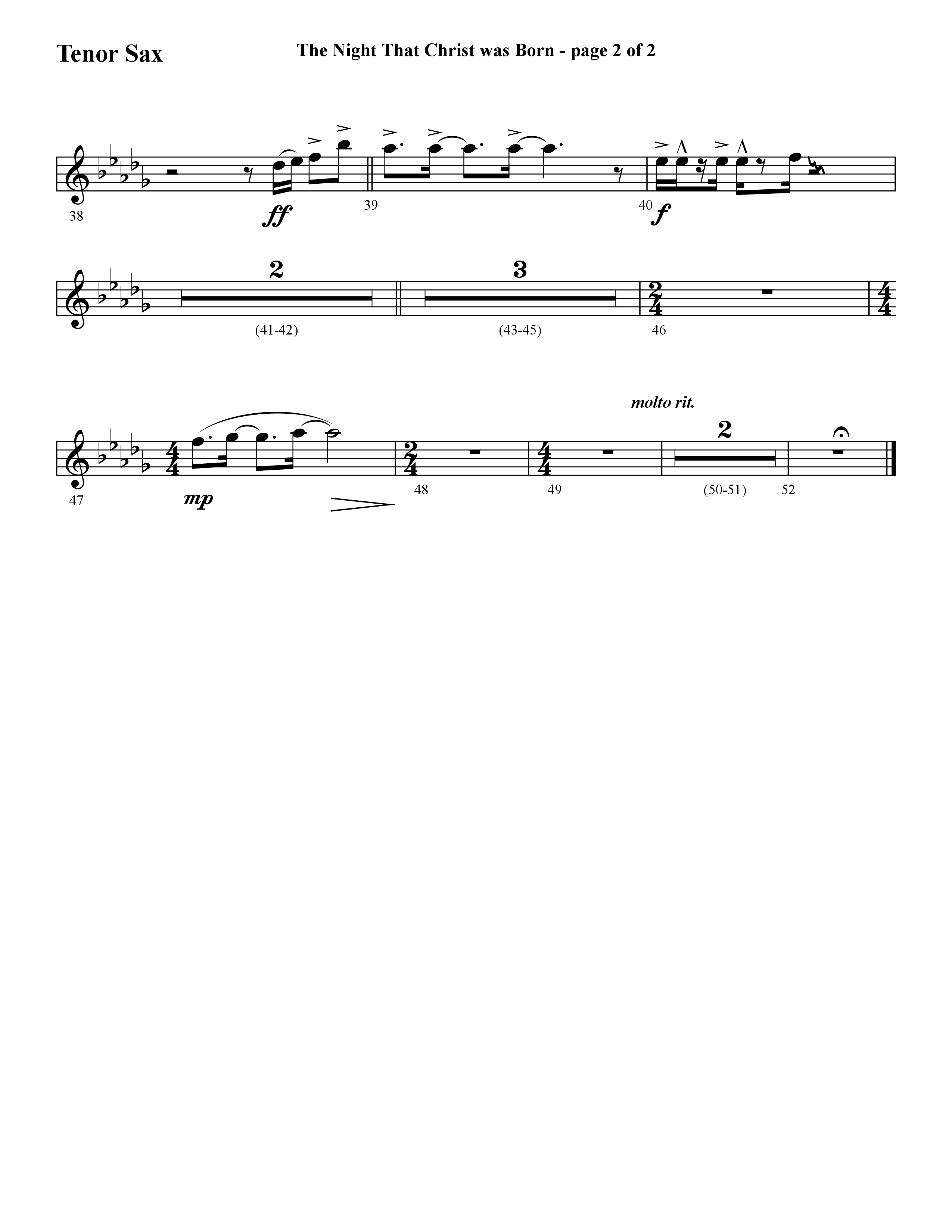 The Night That Christ Was Born (Choral Anthem SATB) Tenor Sax 1 (Lifeway Choral / Arr. Cliff Duren)