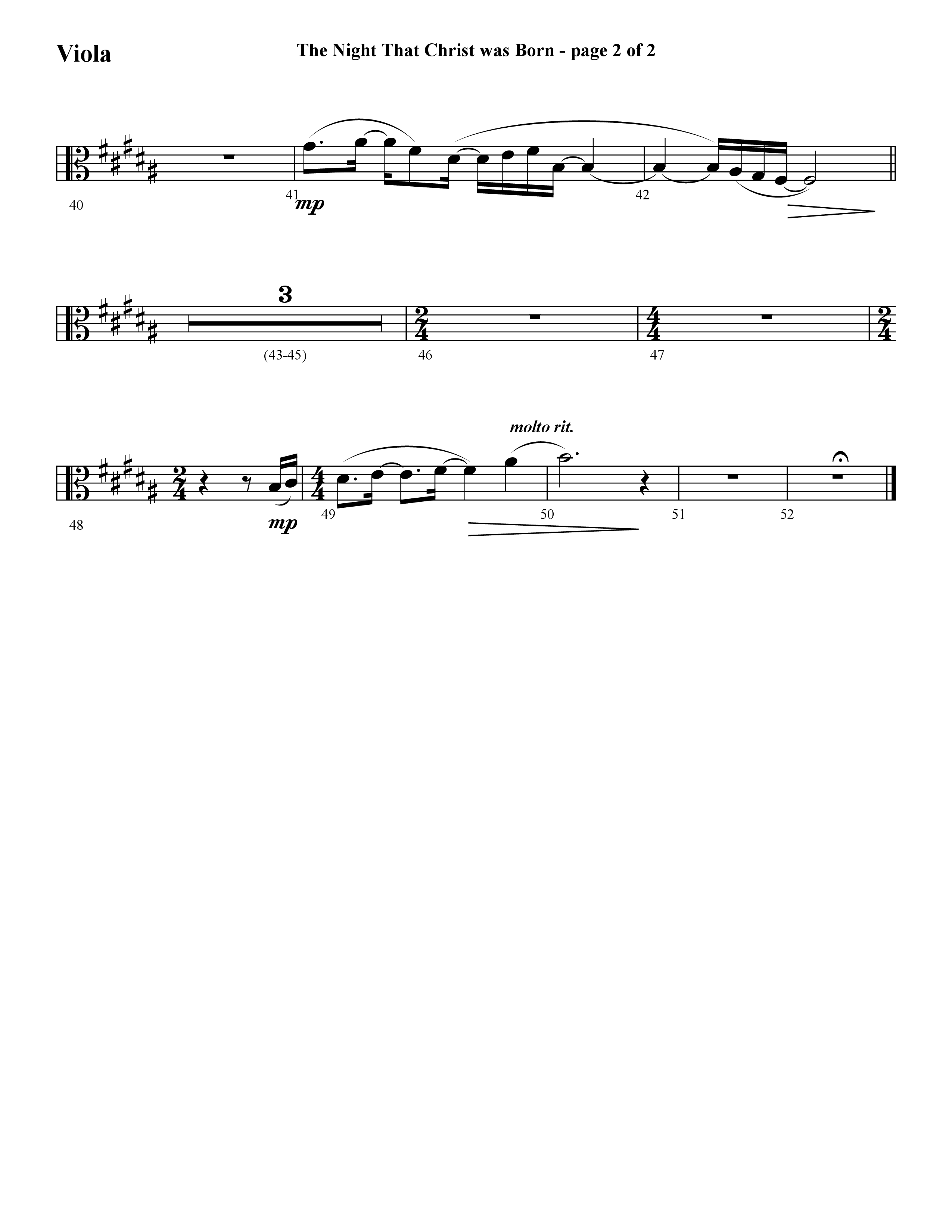 The Night That Christ Was Born (Choral Anthem SATB) Viola (Lifeway Choral / Arr. Cliff Duren)