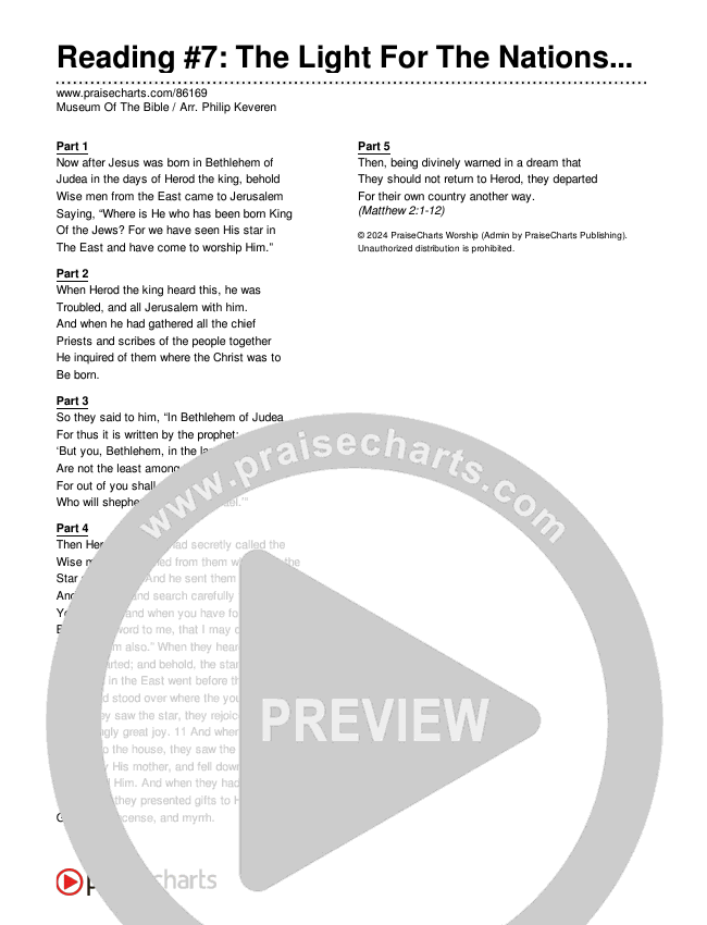 Reading #7: The Light For The Nations (Instrumental) Reading (Museum Of The Bible / Arr. Philip Keveren)