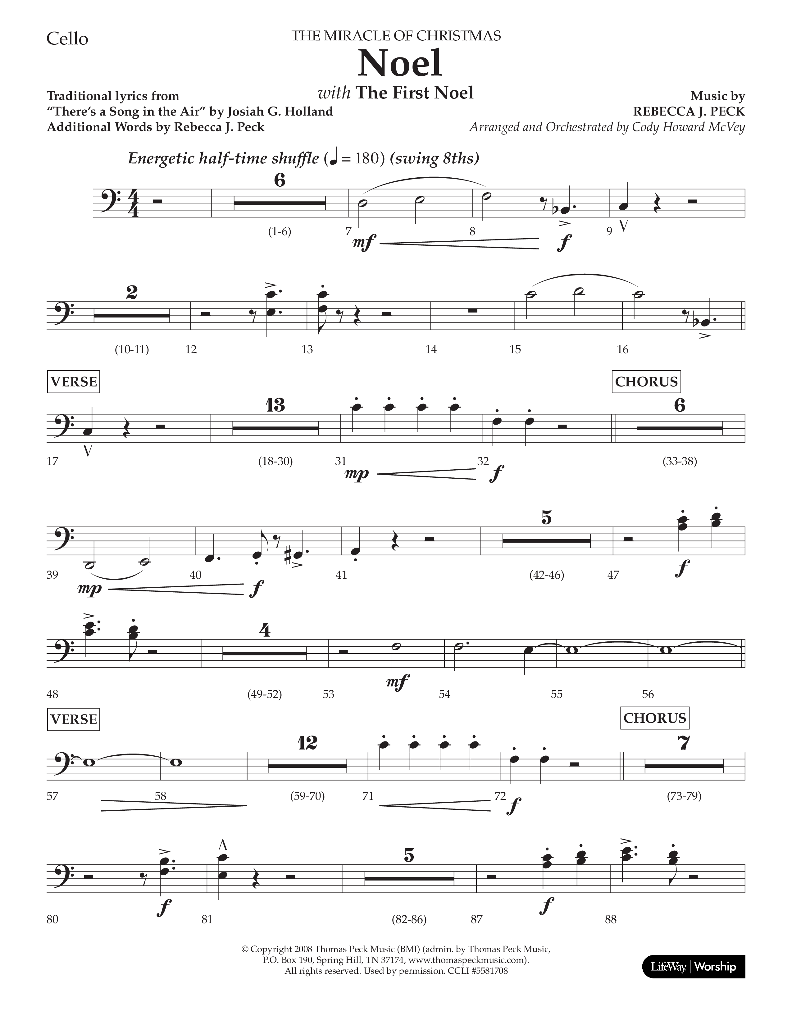 Noel (with The First Noel) (Choral Anthem SATB) Cello (Lifeway Worship / Arr. Cody McVey)