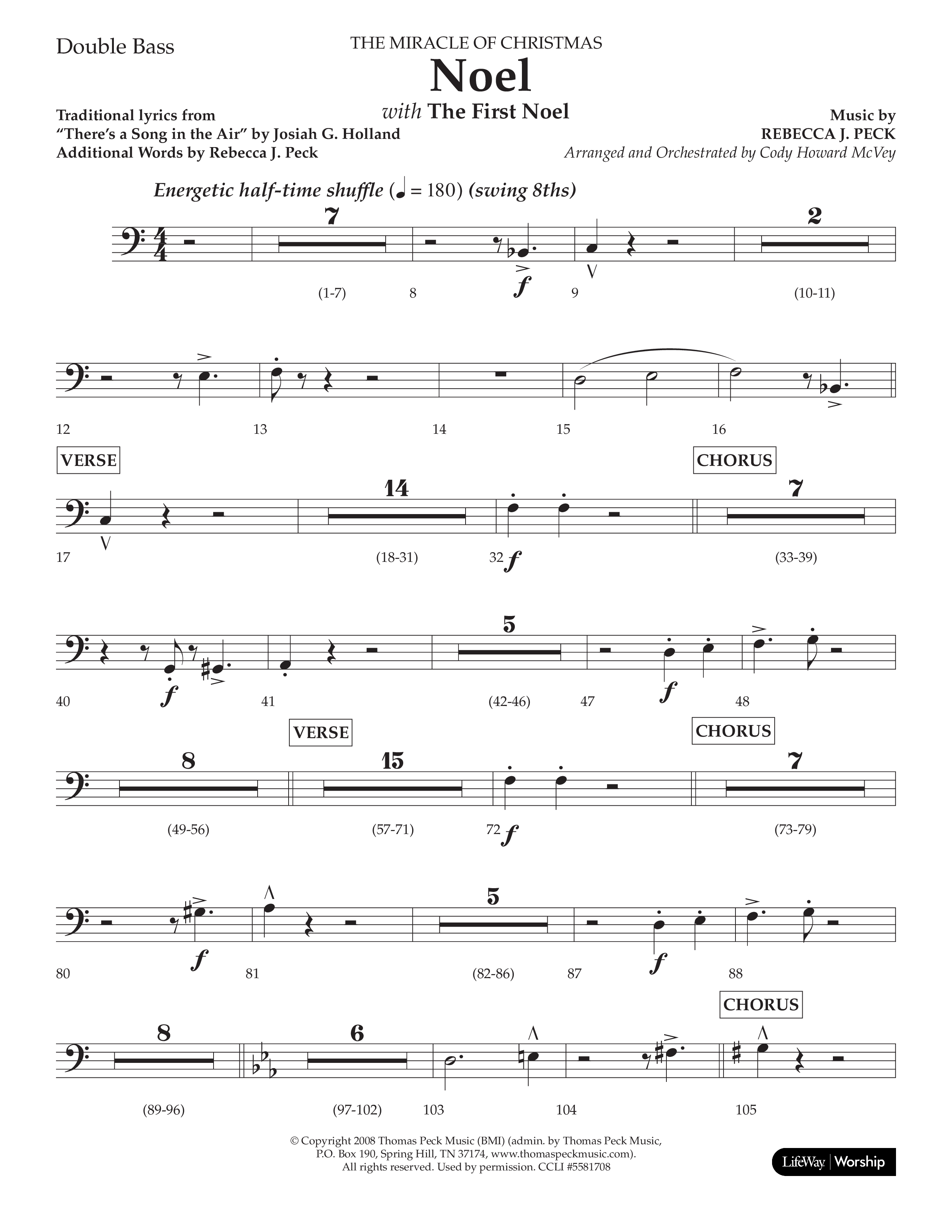 Noel (with The First Noel) (Choral Anthem SATB) Double Bass (Lifeway Worship / Arr. Cody McVey)