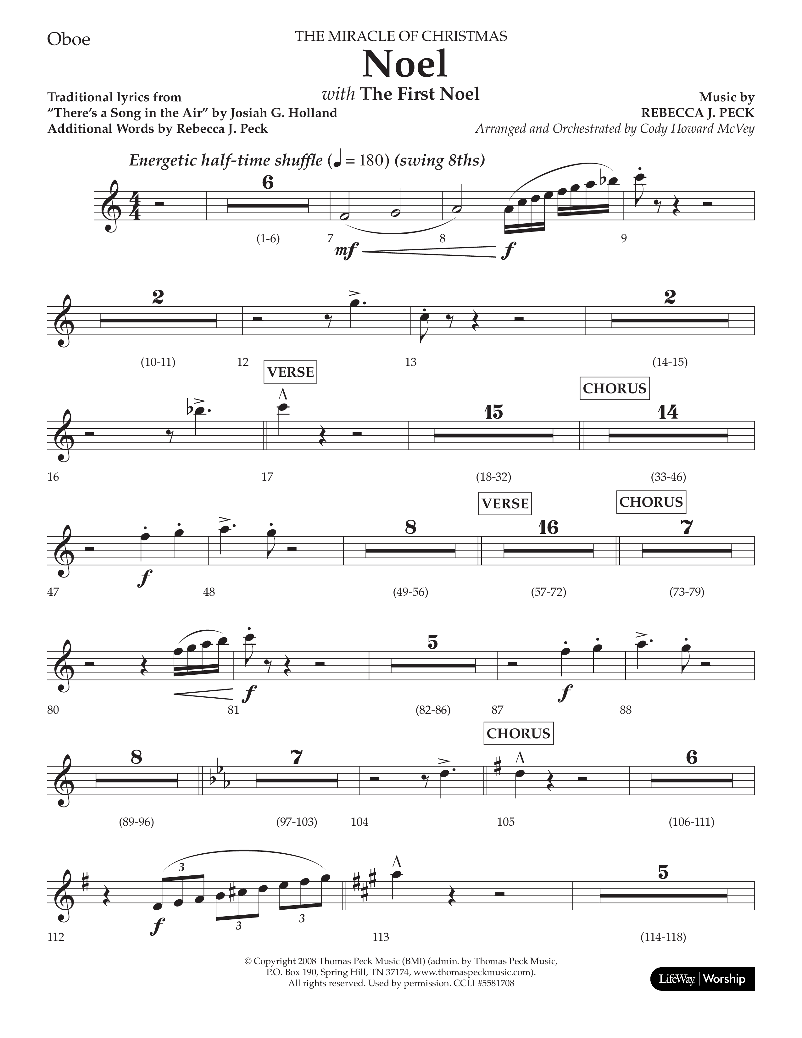 Noel (with The First Noel) (Choral Anthem SATB) Oboe (Lifeway Worship / Arr. Cody McVey)