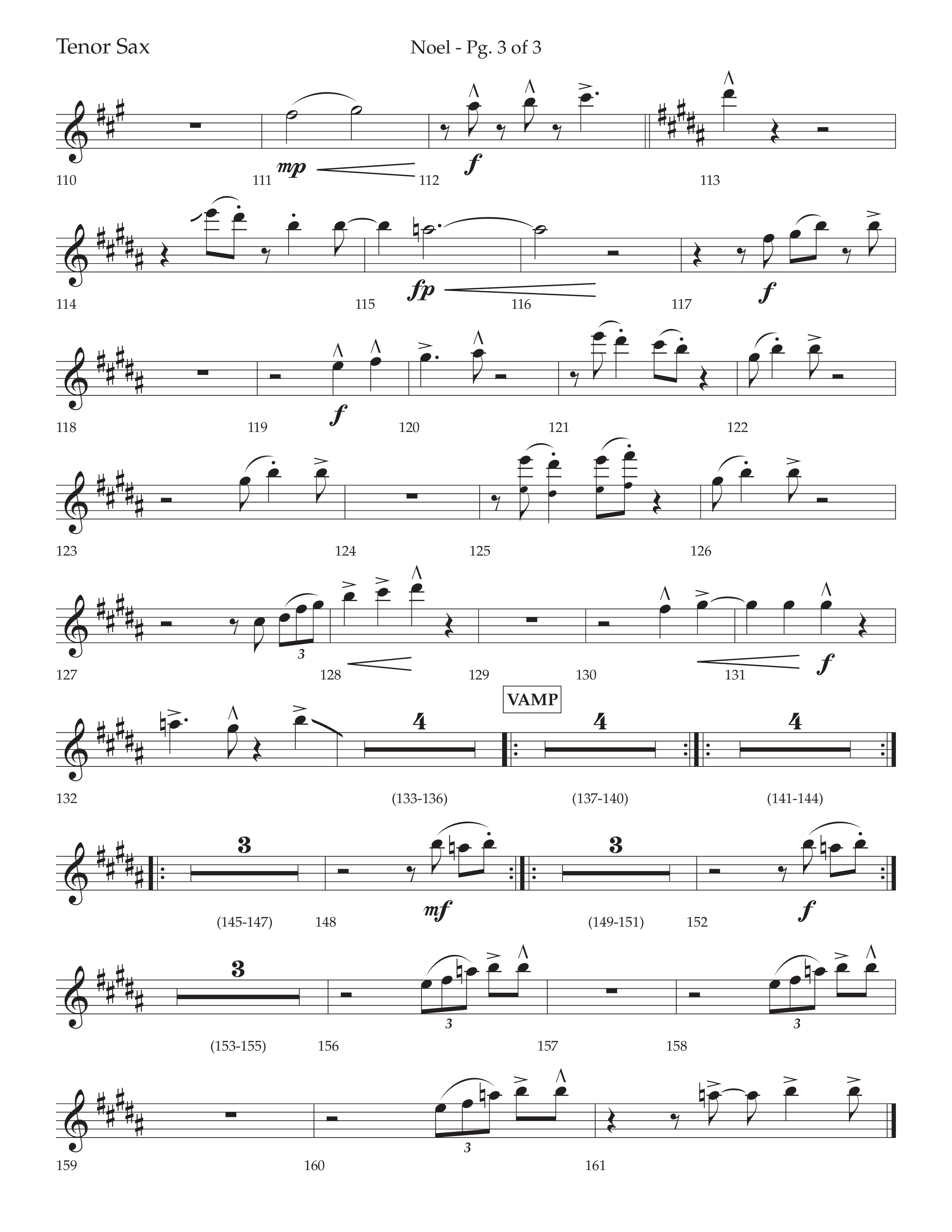 Noel (with The First Noel) (Choral Anthem SATB) Tenor Sax 1 (Lifeway Worship / Arr. Cody McVey)