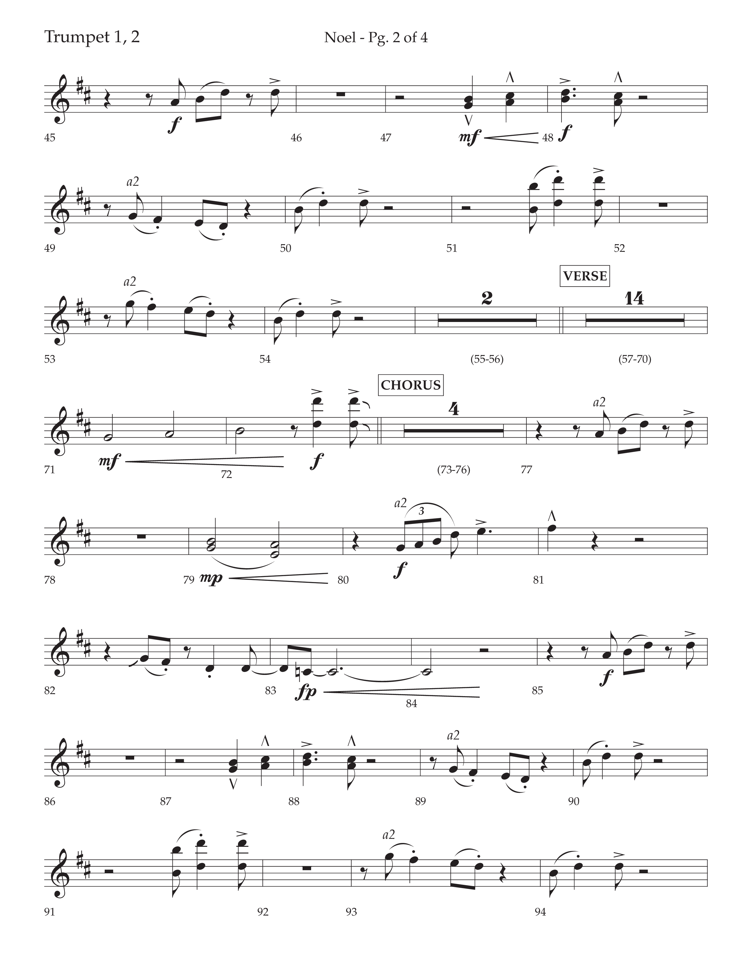 Noel (with The First Noel) (Choral Anthem SATB) Trumpet 1,2 (Lifeway Worship / Arr. Cody McVey)