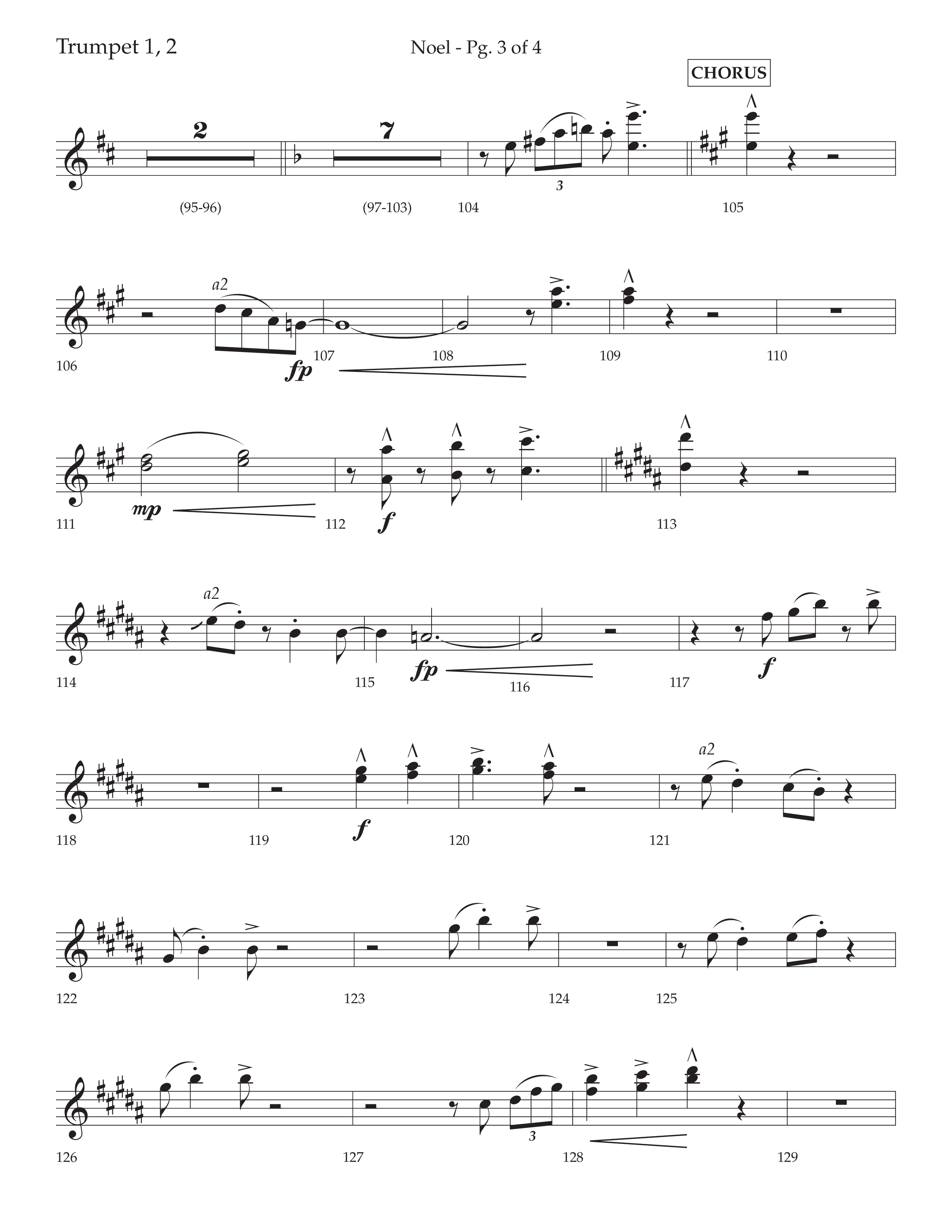 Noel (with The First Noel) (Choral Anthem SATB) Trumpet 1,2 (Lifeway Worship / Arr. Cody McVey)