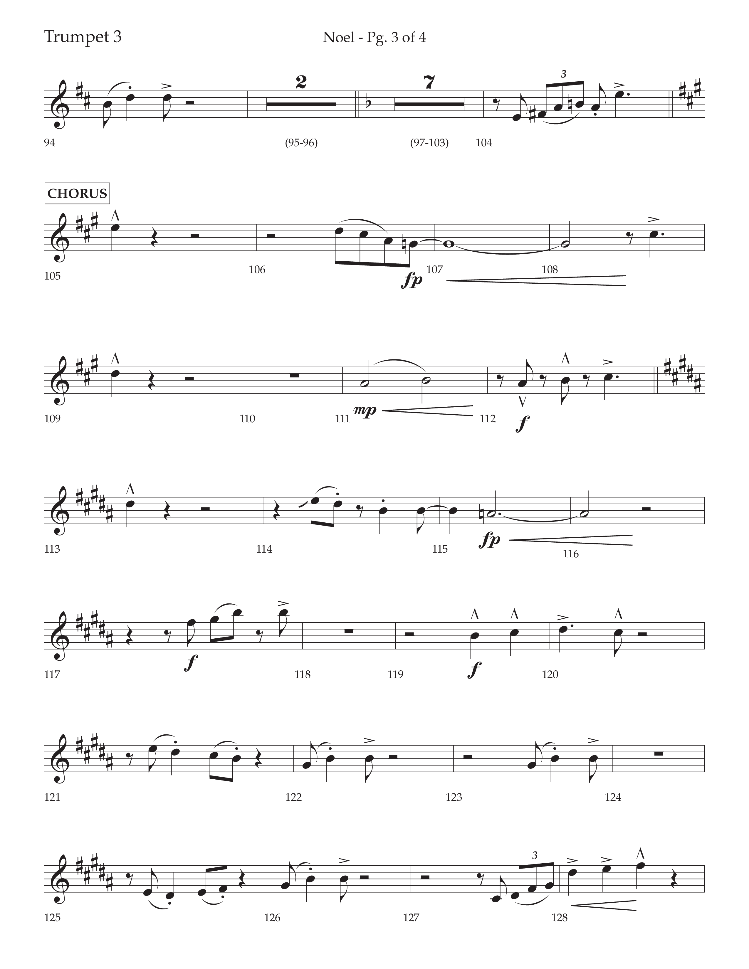 Noel (with The First Noel) (Choral Anthem SATB) Trumpet 3 (Lifeway Worship / Arr. Cody McVey)