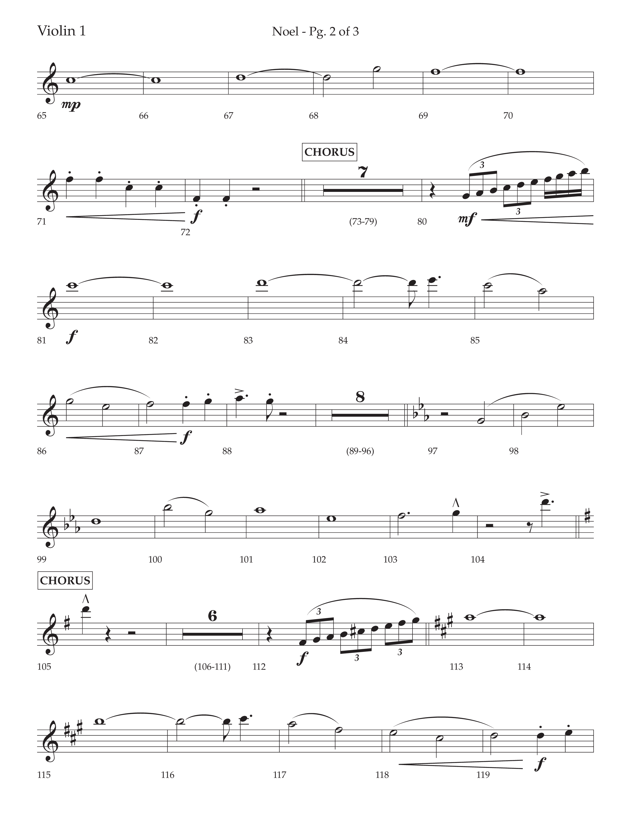 Noel (with The First Noel) (Choral Anthem SATB) Violin 1 (Lifeway Worship / Arr. Cody McVey)
