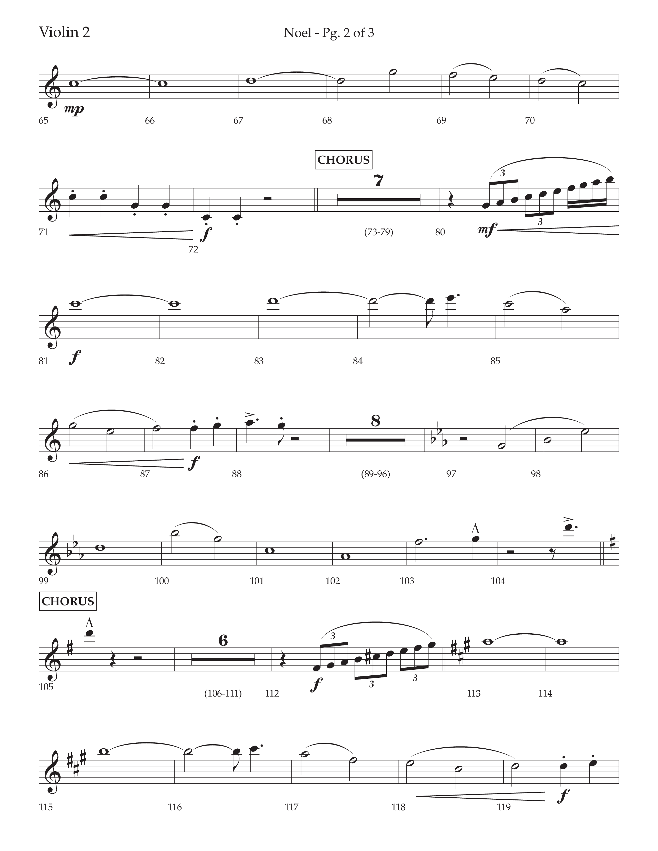 Noel (with The First Noel) (Choral Anthem SATB) Violin 2 (Lifeway Worship / Arr. Cody McVey)