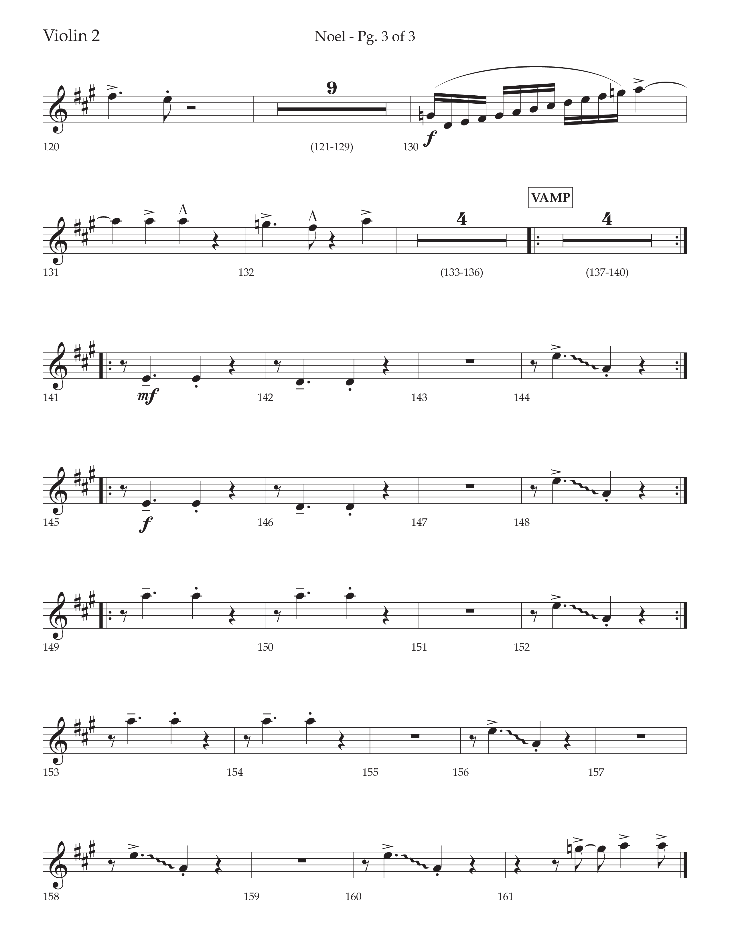 Noel (with The First Noel) (Choral Anthem SATB) Violin 2 (Lifeway Worship / Arr. Cody McVey)