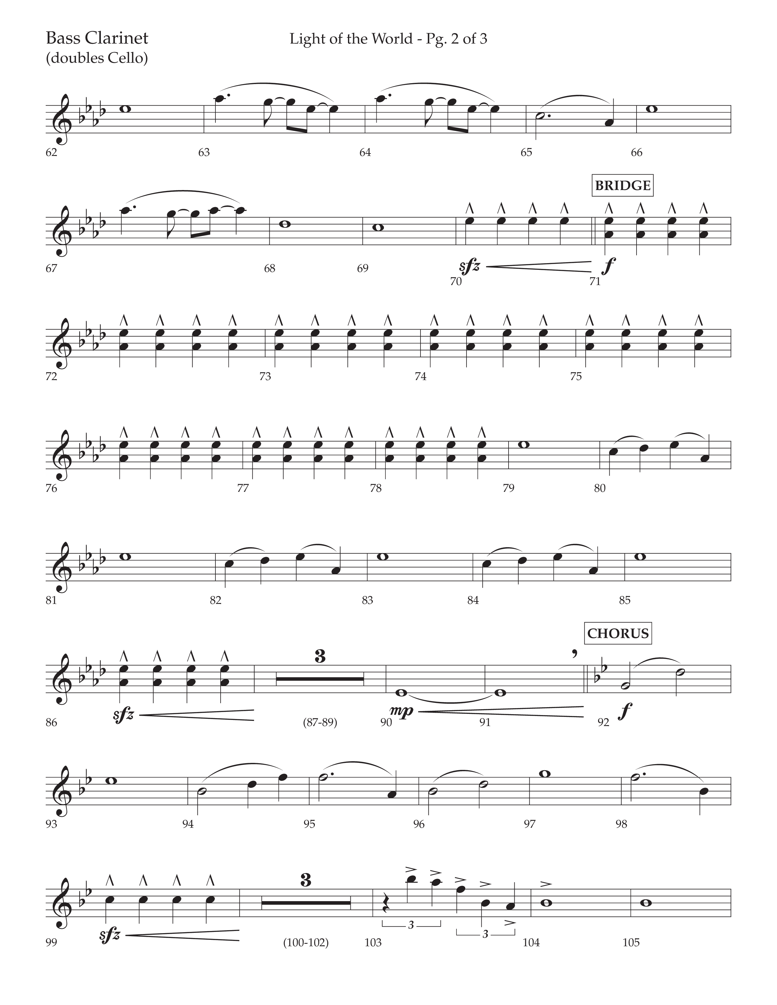 Light Of The World (Choral Anthem SATB) Bass Clarinet (Lifeway Choral / Arr. David Wise)