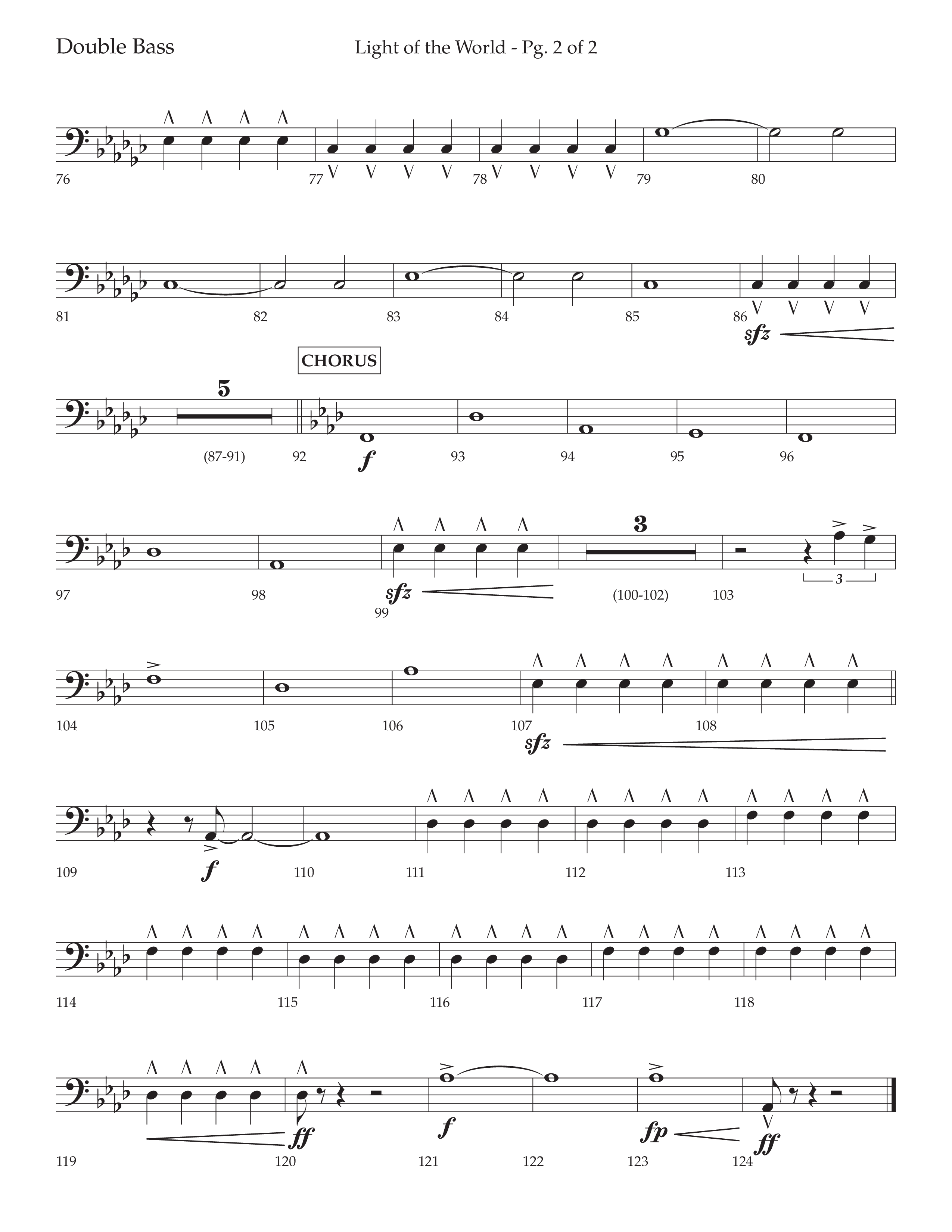 Light Of The World (Choral Anthem SATB) Double Bass (Lifeway Choral / Arr. David Wise)