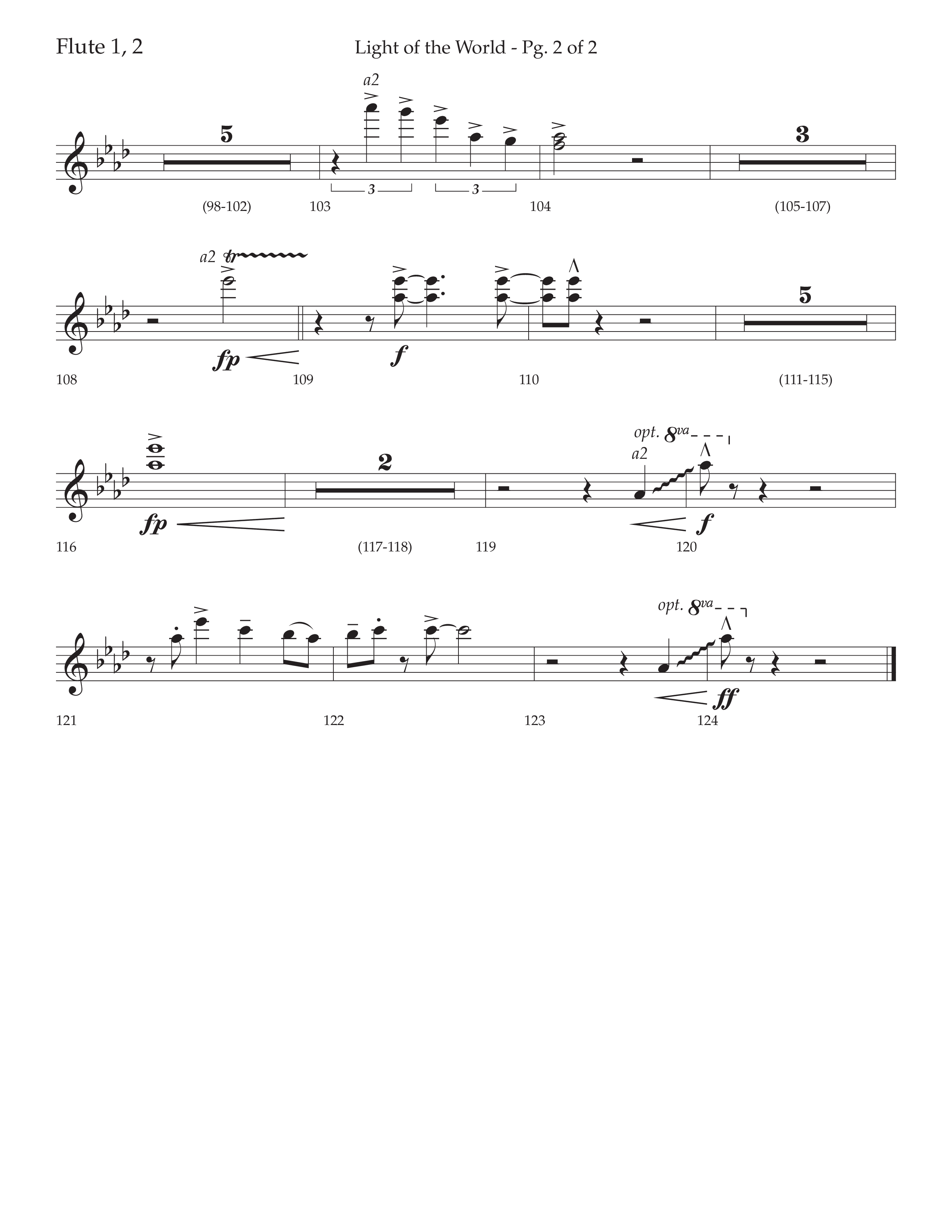 Light Of The World (Choral Anthem SATB) Flute 1/2 (Lifeway Choral / Arr. David Wise)