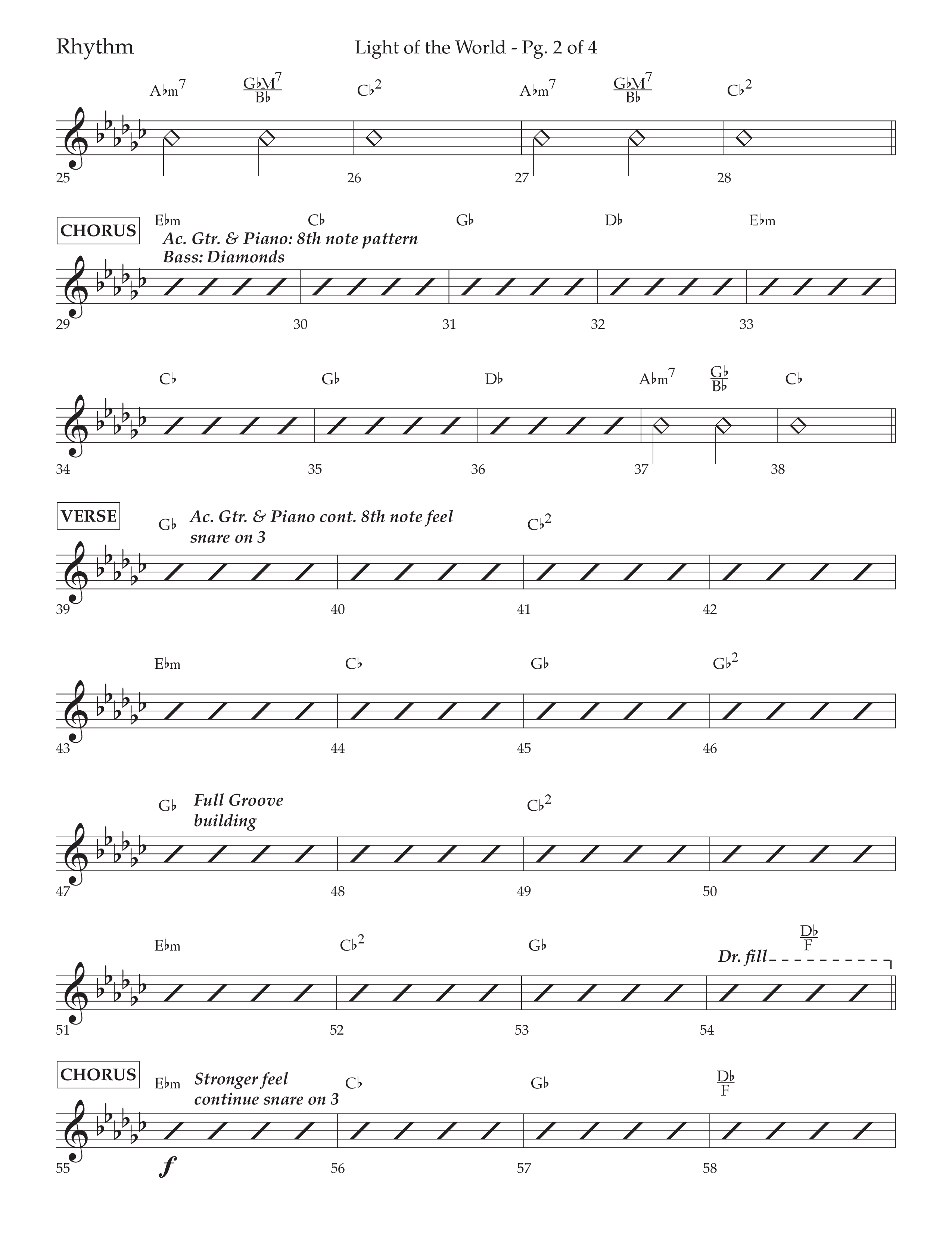 Light Of The World (Choral Anthem SATB) Rhythm Chart (Lifeway Choral / Arr. David Wise)