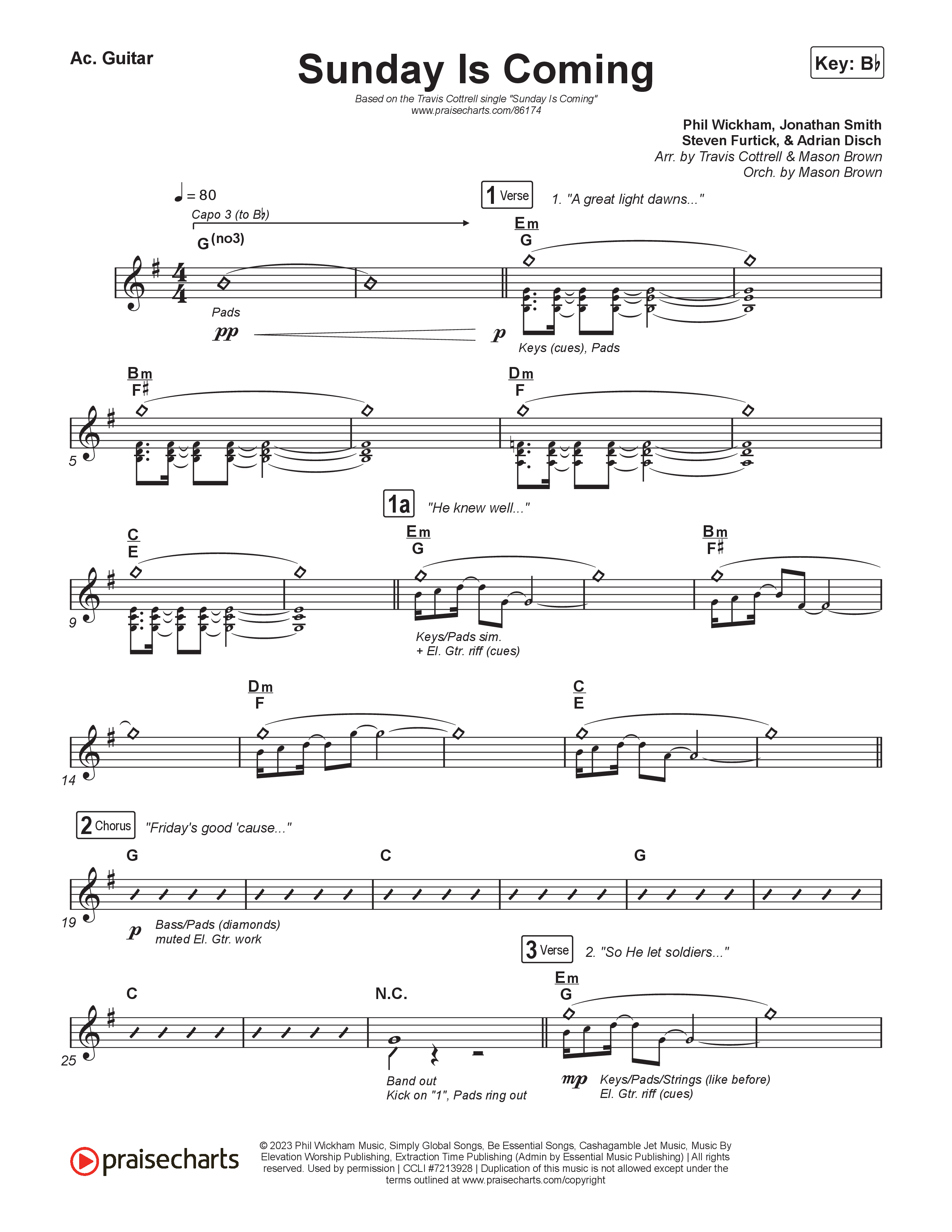 Sunday Is Coming (Single) Choral/SATB Acoustic Guitar (Travis Cottrell / Arr. Mason Brown)