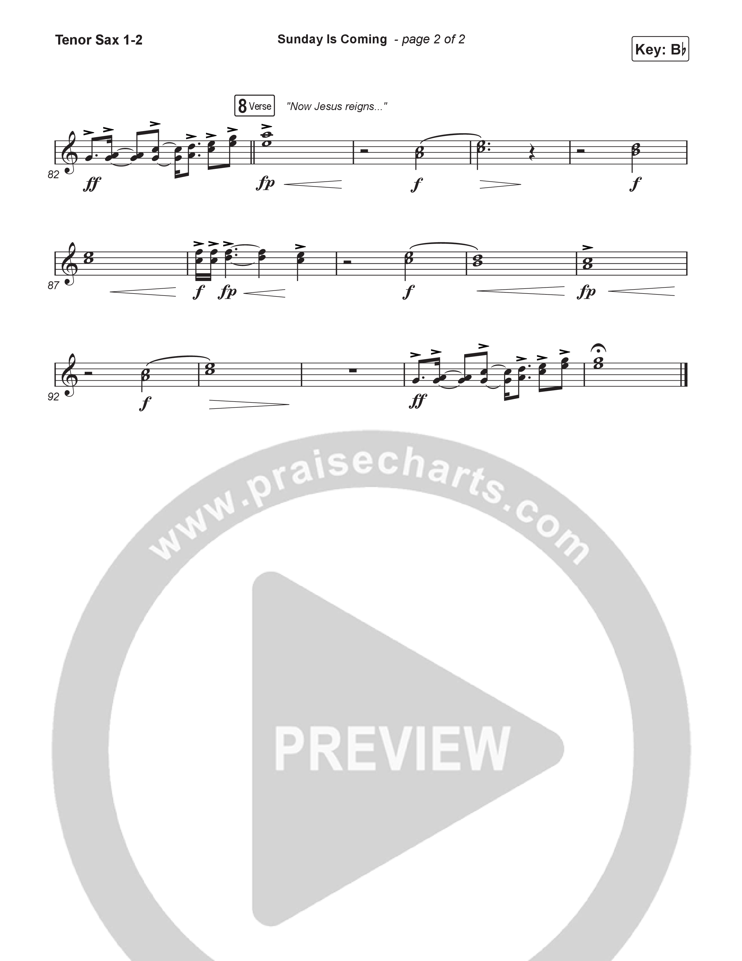 Sunday Is Coming (Single) Choral/SATB Tenor Sax 1,2 (Travis Cottrell / Arr. Mason Brown)
